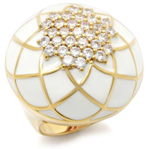 0W206 - Gold Brass Ring with AAA Grade CZ in Clear - Image 5