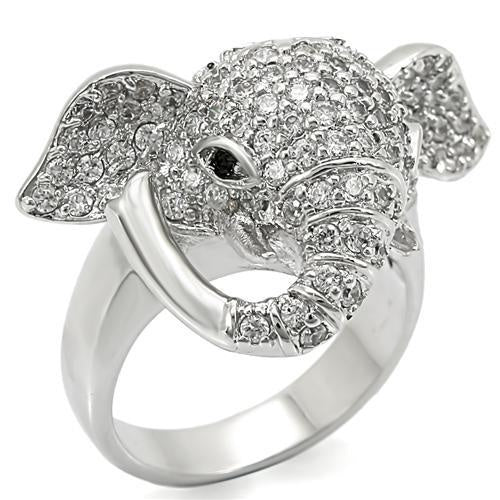0W280 - Rhodium Brass Ring with Top Grade Crystal in Jet - Image 3