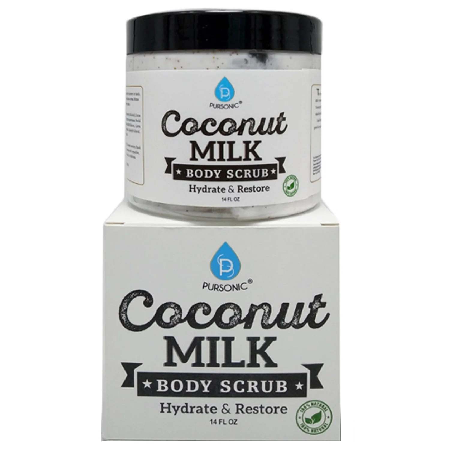 100% Natural Coconut Milk Body Scrub 14oz by Pursonic - Image 2