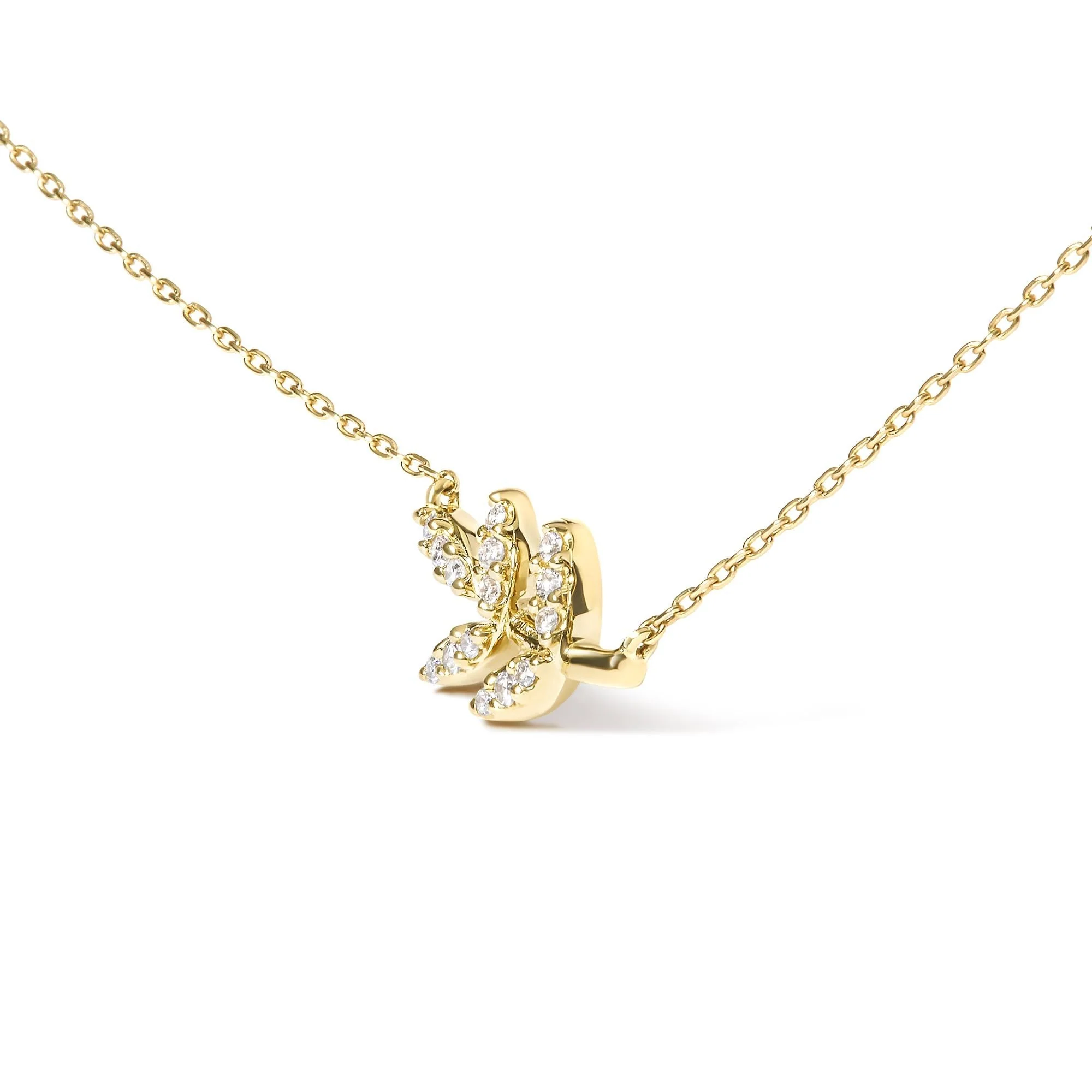10K Yellow Gold 1/10 Cttw Diamond Leaf and Branch 18" Pendant Necklace (H-I Color, I1-I2 Clarity) by Haus of Brilliance - Image 3
