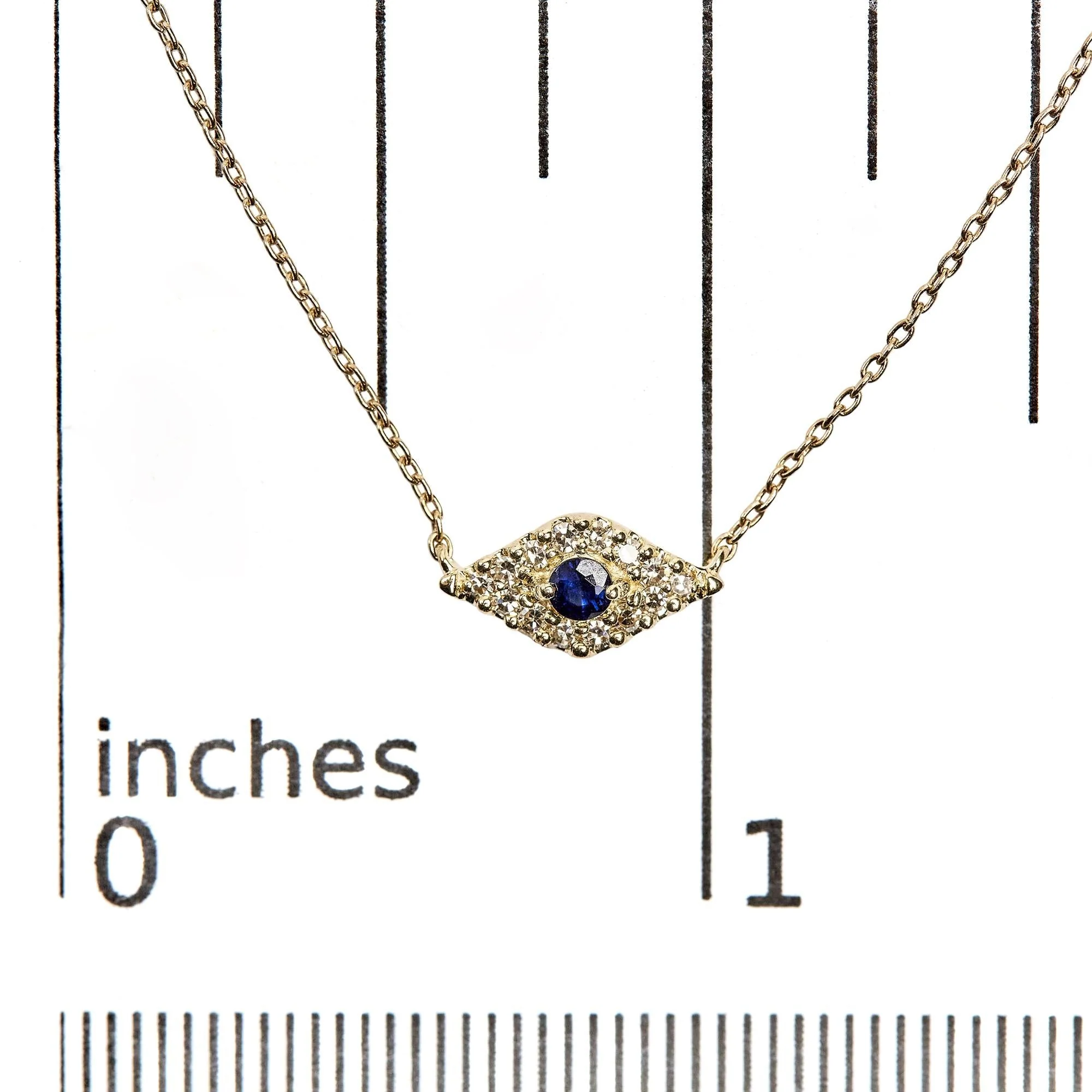 10K Yellow Gold Blue Sapphire and Diamond Accented Evil Eye 18" Inch Pendant Necklace (H-I Color, I1-I2 Clarity) by Haus of Brilliance - Image 5
