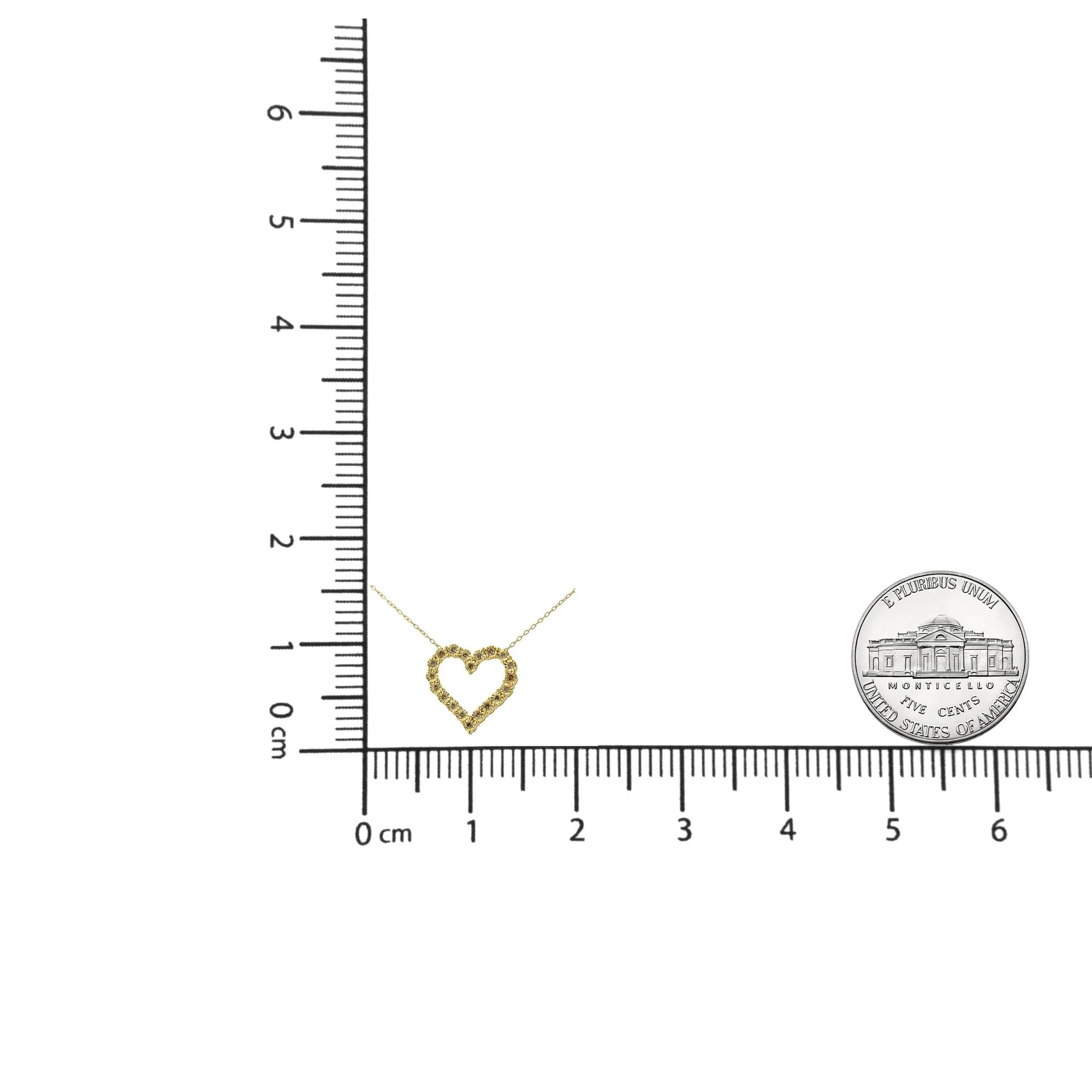 10K Yellow Gold Flashed .925 Sterling Silver 1/2 Cttw Champagne Diamond Miracle Plate Heart Pendant Necklace (K-L Color, I1-I2 Clarity) - 18" by Infinite Jewels - Image 5