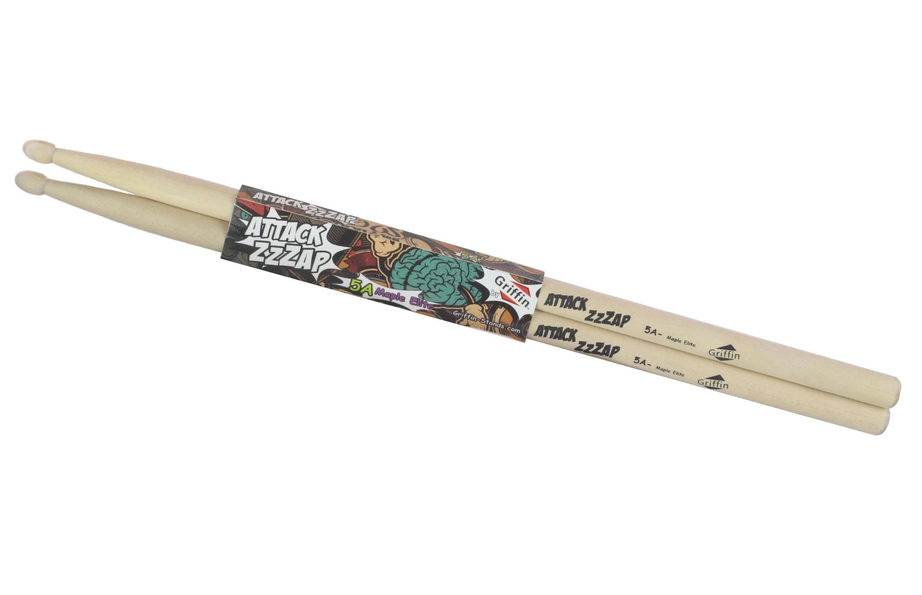 12 Pairs of Select Elite Maple Wood Drum Sticks by GRIFFIN Attack Zzzap - Size 5A Premium Balanced, Level and Straight - Drummers Percussion Classic Pure Grit Uncoated, Raw Wood Drumming Sticks by GeekStands.com - Image 6