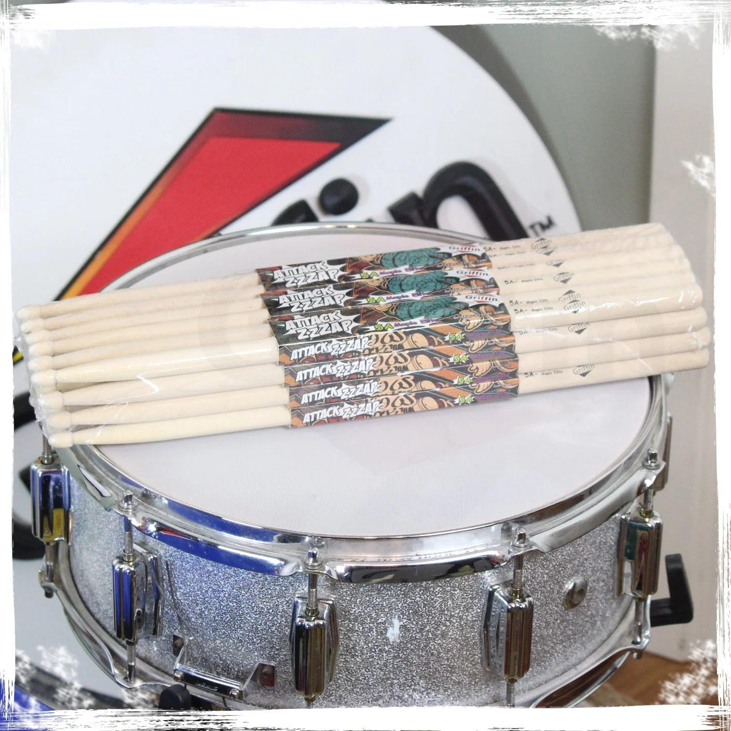 12 Pairs of Select Elite Maple Wood Drum Sticks by GRIFFIN Attack Zzzap - Size 5A Premium Balanced, Level and Straight - Drummers Percussion Classic Pure Grit Uncoated, Raw Wood Drumming Sticks by GeekStands.com - Image 7