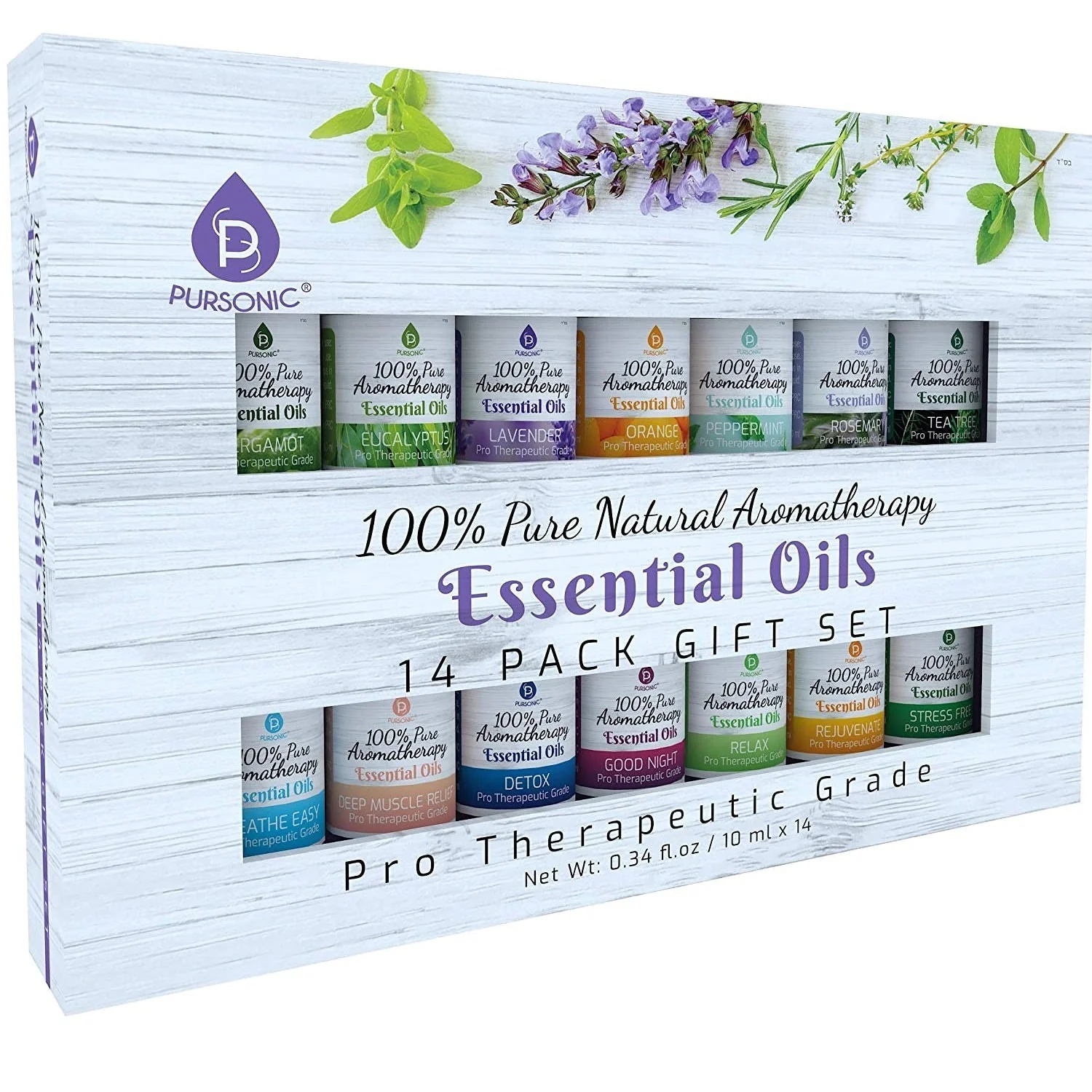 14 Pack of 100% Pure Essential Aromatherapy Oils by Pursonic - Image 4