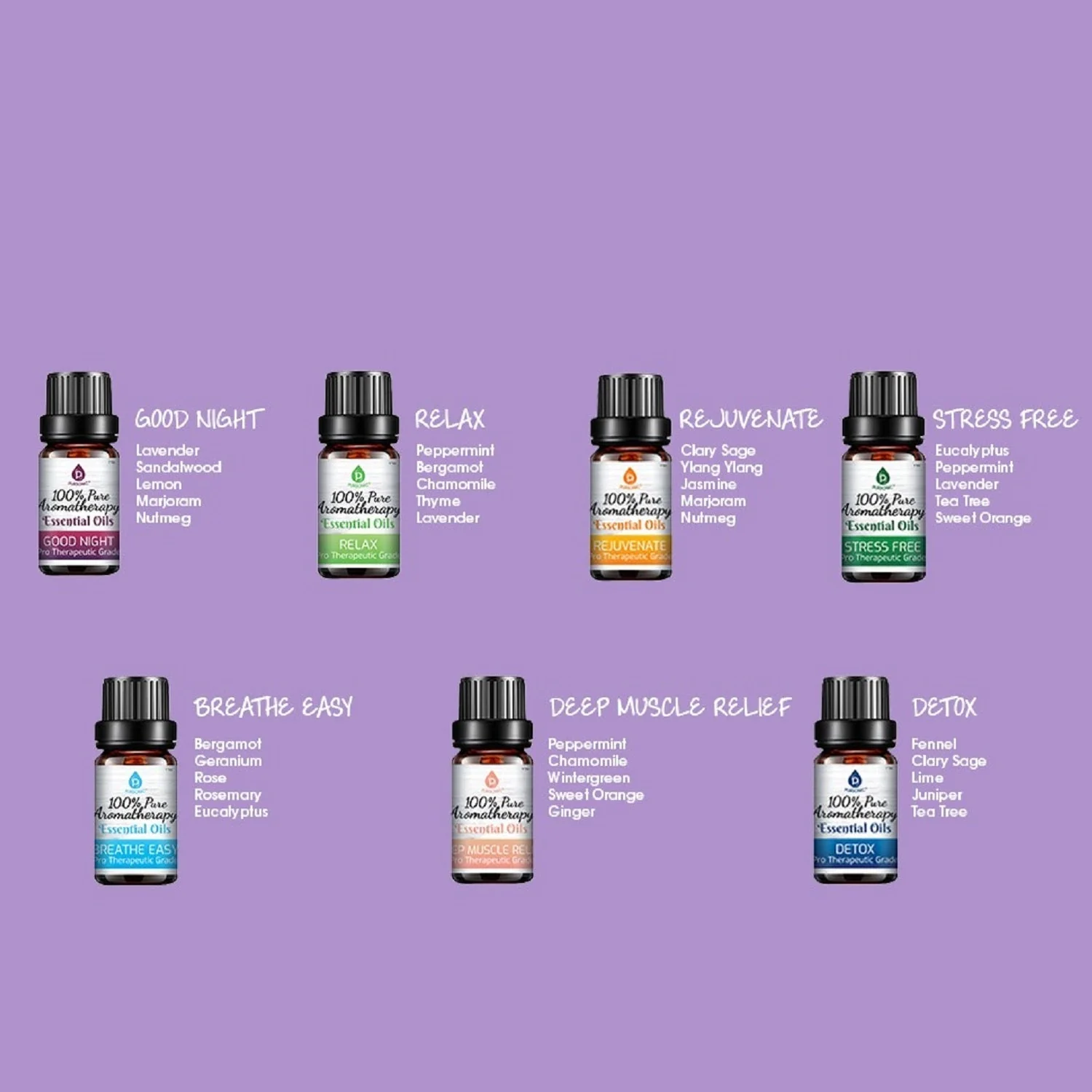 14 Pack of 100% Pure Essential Aromatherapy Oils by Pursonic - Image 5