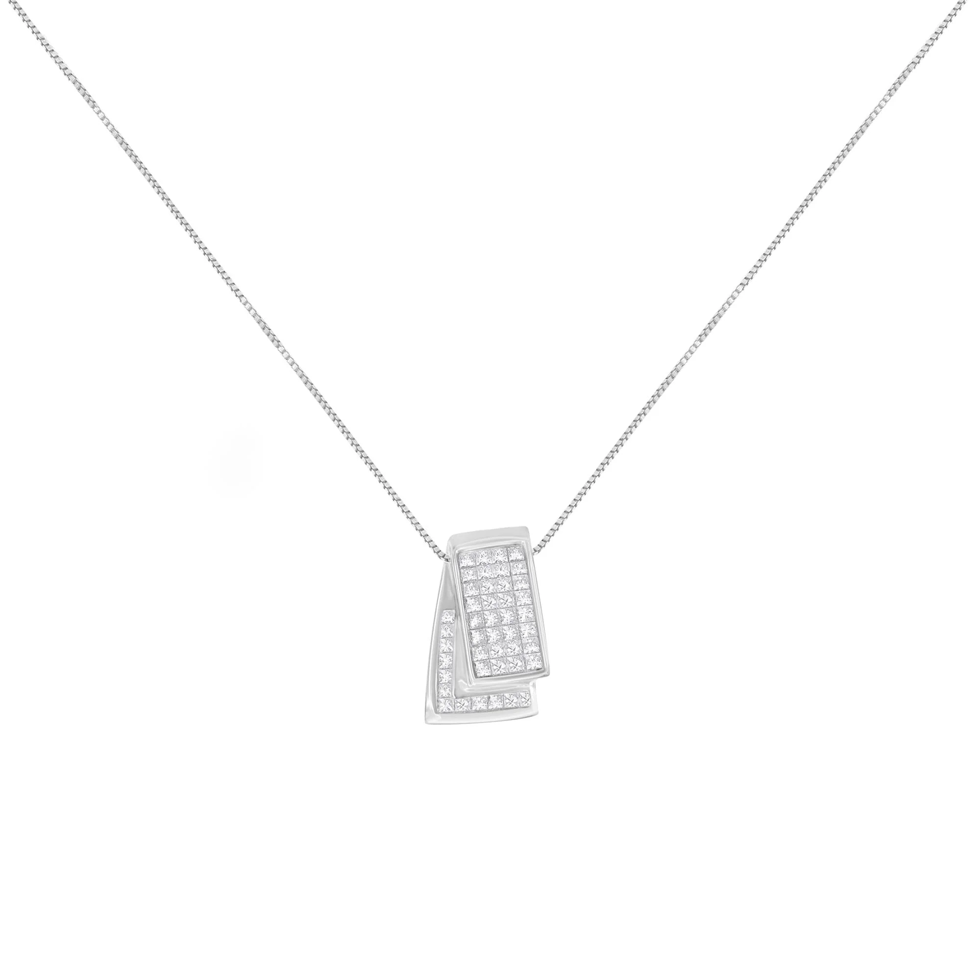 14K Gold 1.0 Cttw Princess Cut Diamond Two Tone Foldover Box Pendant 18” Box Chain Necklace (H-I Color, SI2-I1 Clarity) by Haus of Brilliance - Image 4