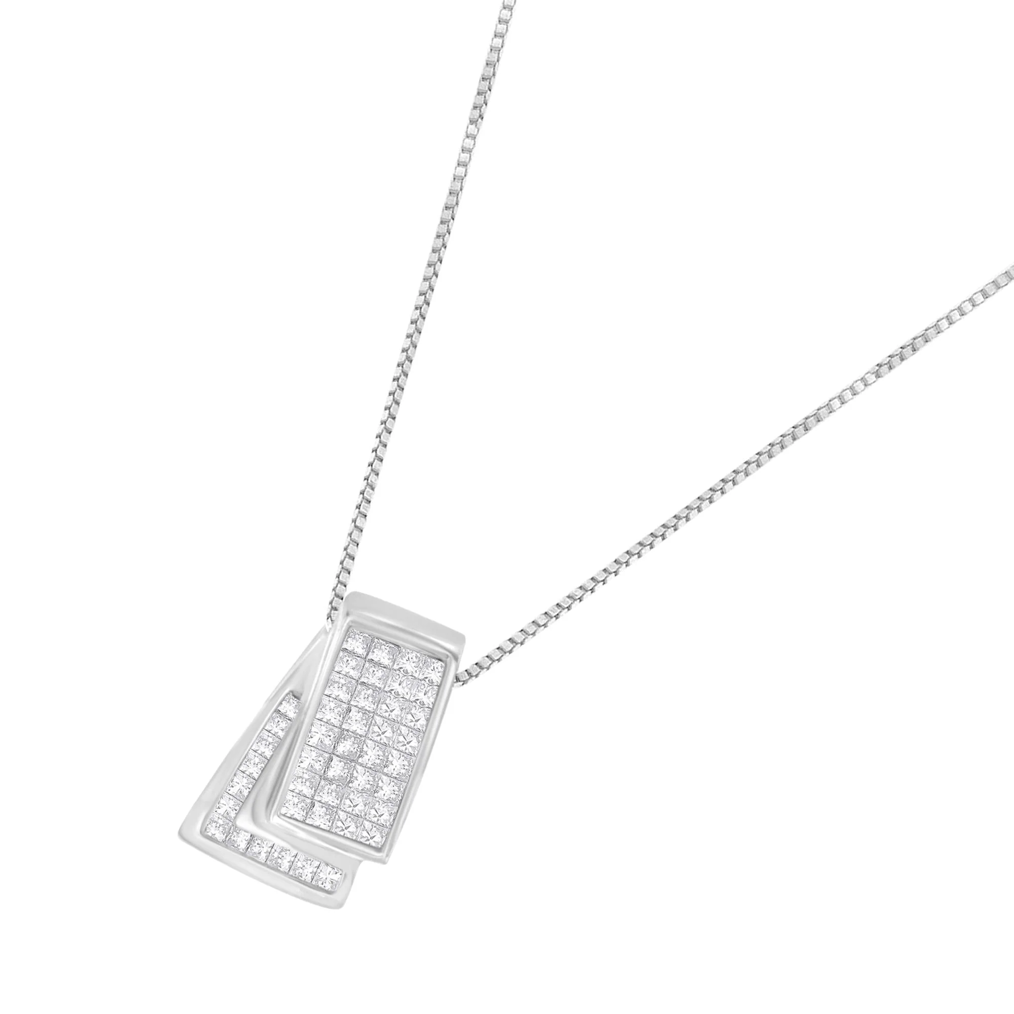 14K Gold 1.0 Cttw Princess Cut Diamond Two Tone Foldover Box Pendant 18” Box Chain Necklace (H-I Color, SI2-I1 Clarity) by Haus of Brilliance - Image 6