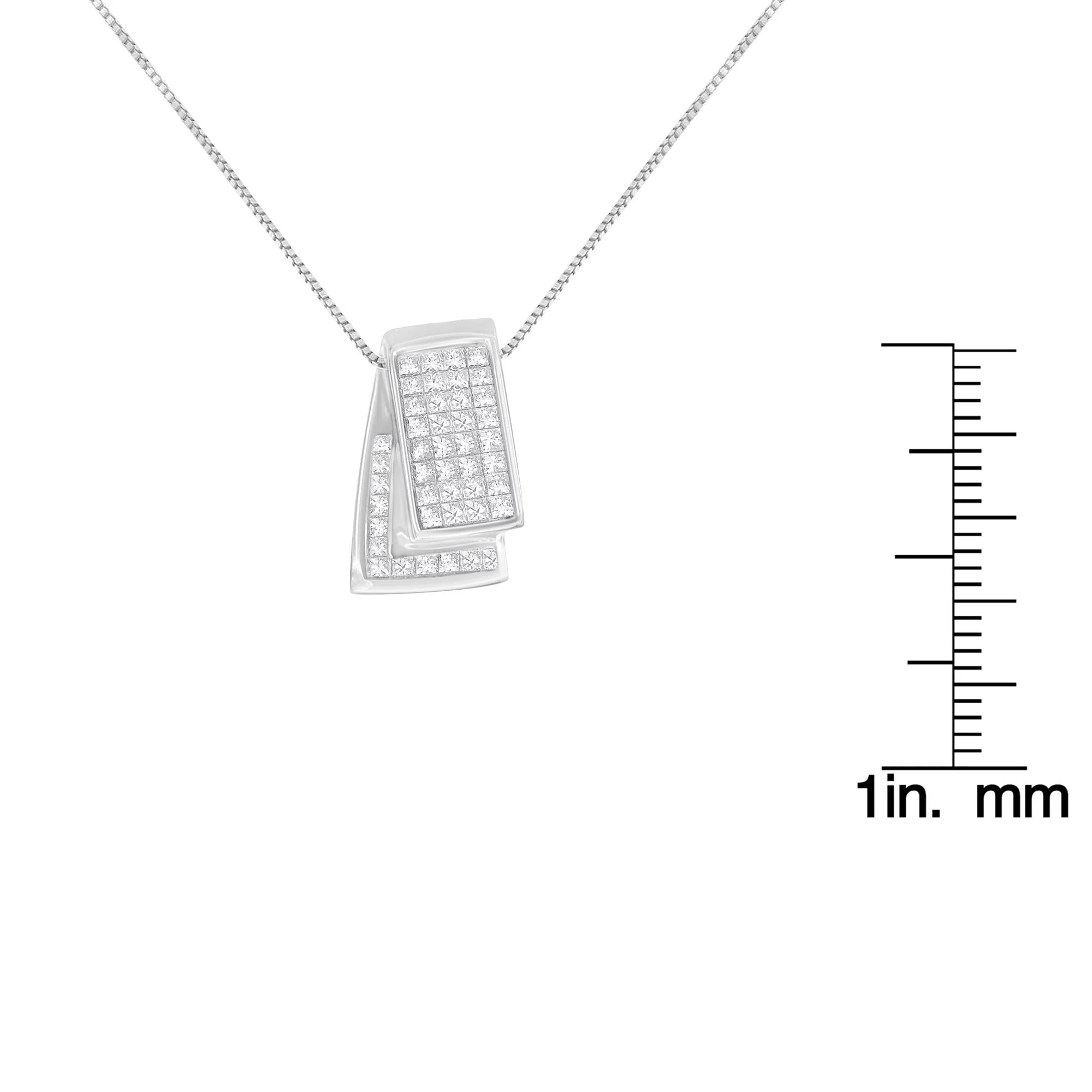 14K Gold 1.0 Cttw Princess Cut Diamond Two Tone Foldover Box Pendant 18” Box Chain Necklace (H-I Color, SI2-I1 Clarity) by Infinite Jewels - Image 10
