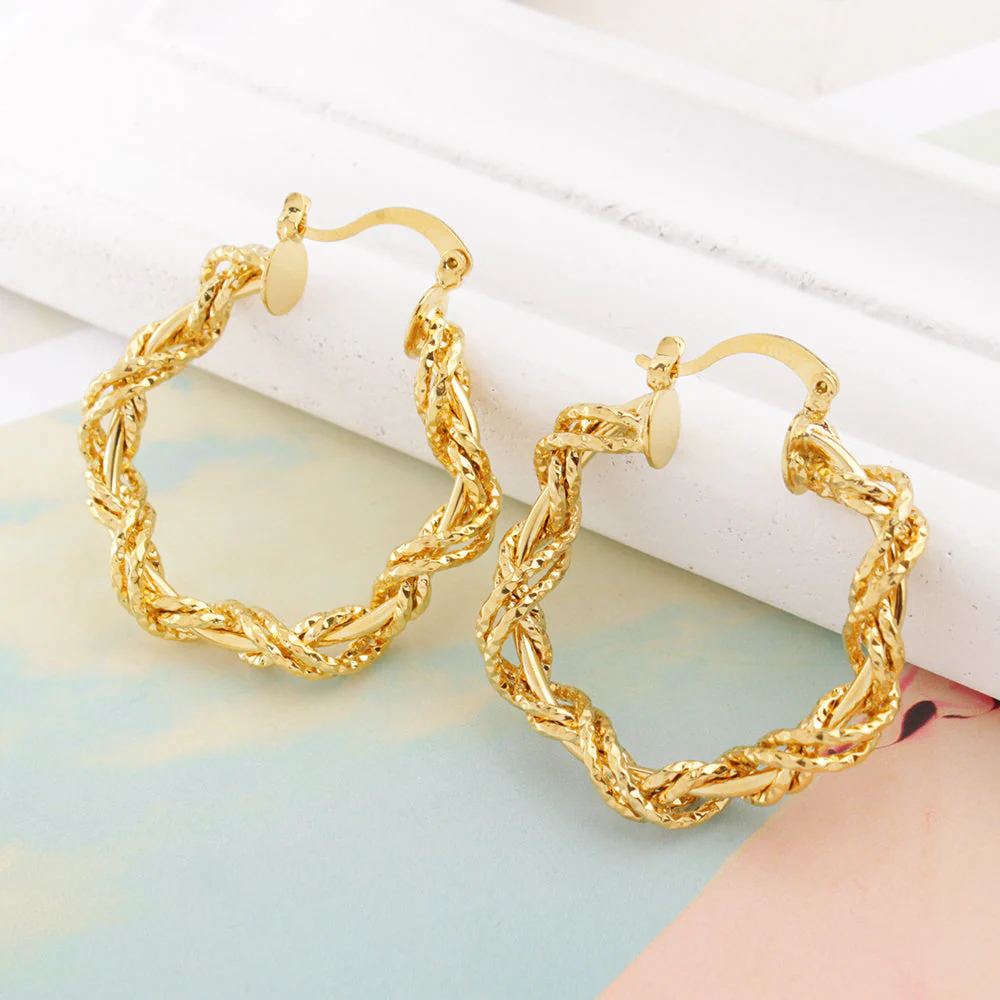 14K Gold Solid Star Love knot Hoop Earring - Image 2