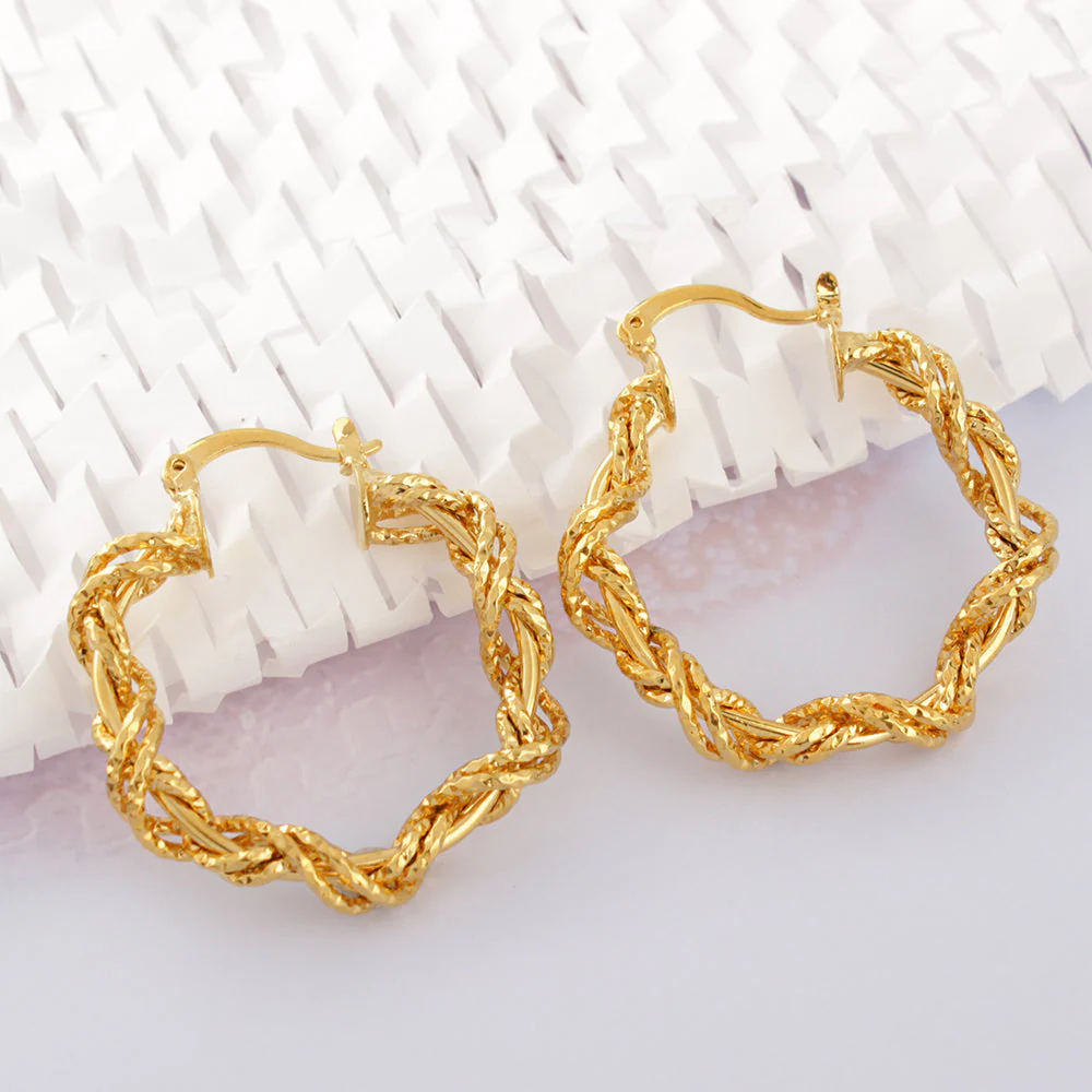 14K Gold Solid Star Love knot Hoop Earring - Image 4