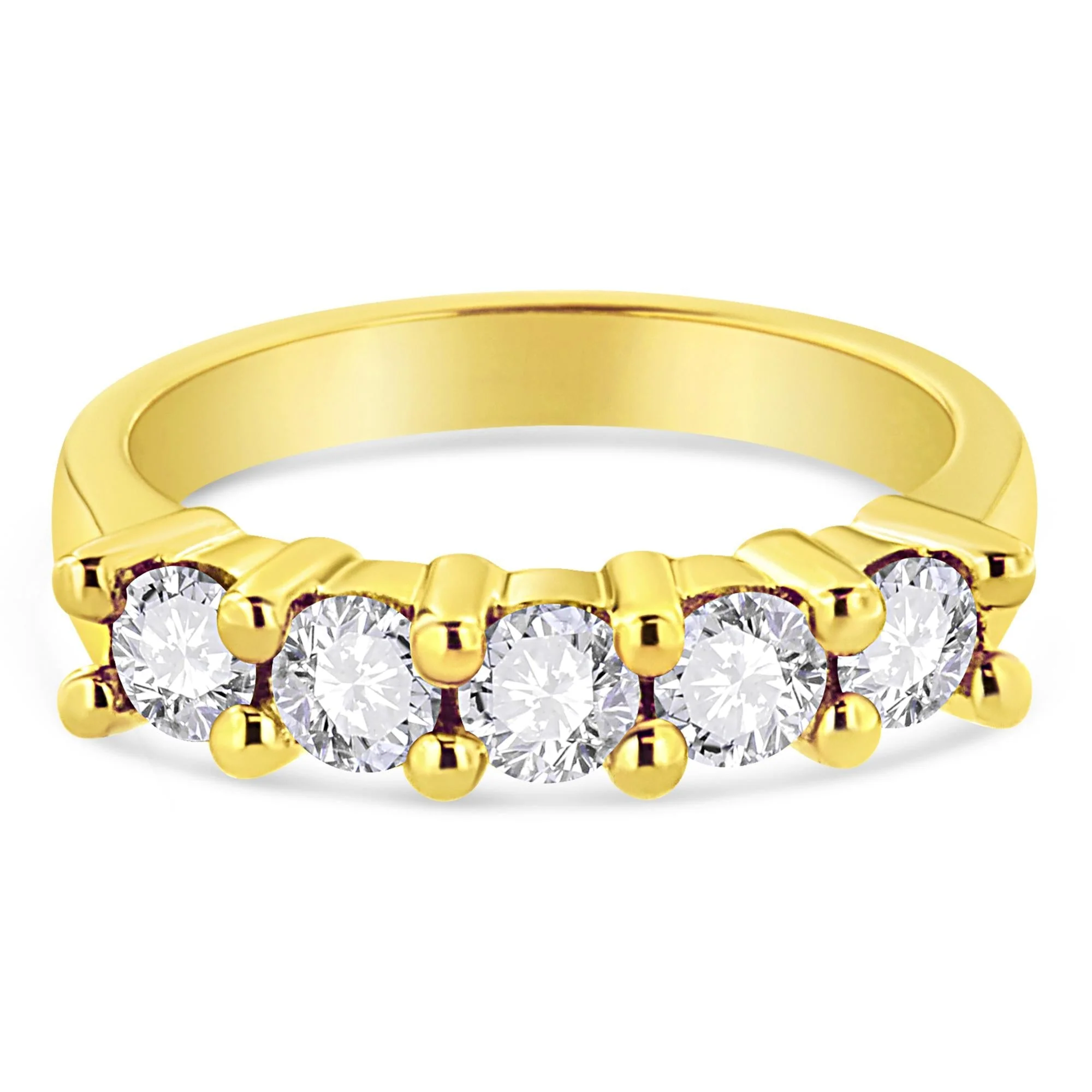 14K Yellow Gold Plated .925 Sterling Silver 1.0 Cttw Shared Prong-set Round Diamond 5 Stone Band Ring (J-K Color, I1-I2 Clarity) by Haus of Brilliance - Image 3