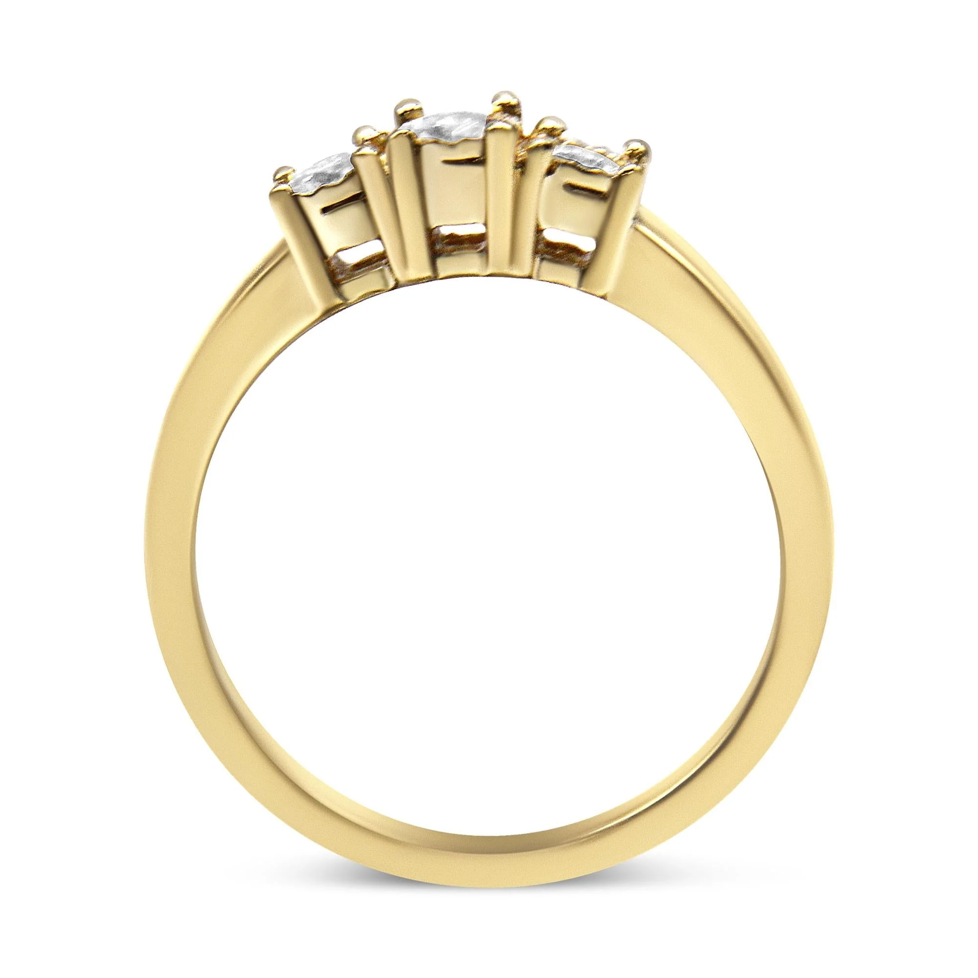 14K Yellow Gold Plated .925 Sterling Silver 1/4 Cttw Diamond 3 Stone Illusion Plate Ring (J-K Color, I1-I2 Clarity) by Infinite Jewels - Image 6
