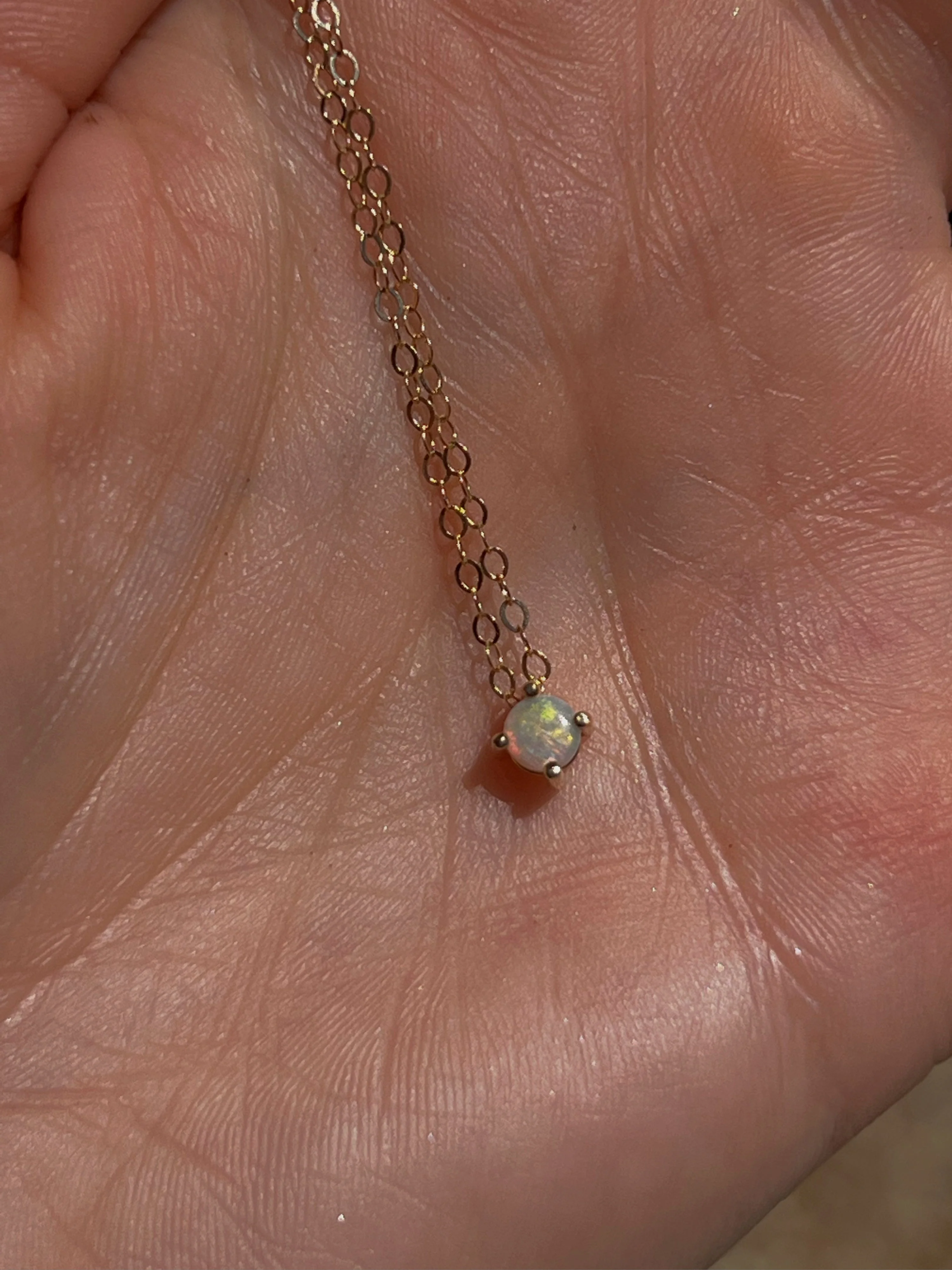 14k Yellow Gold White Opal Necklace by Toasted Jewelry - Image 3