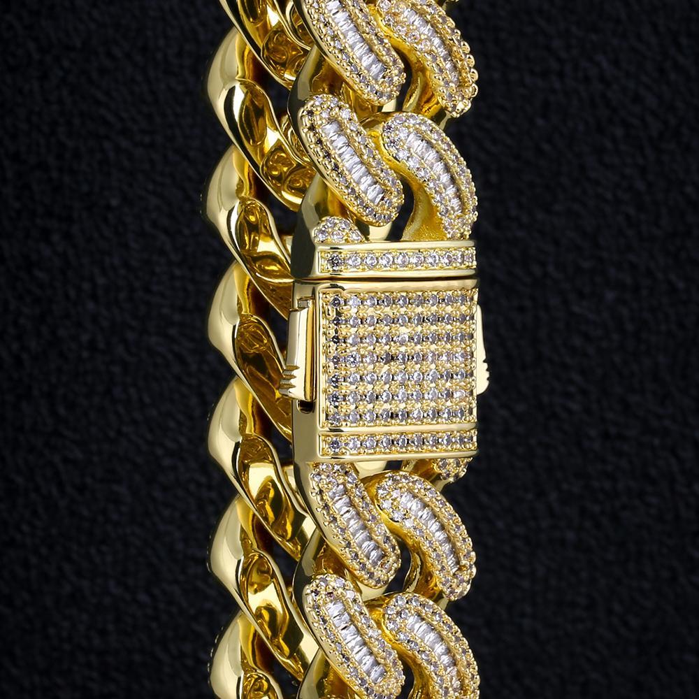 16mm Iced Out Baguette Cut Cuban Choker Chain in 14K Gold by Bling Proud | Urban Jewelry Online Store - Image 3