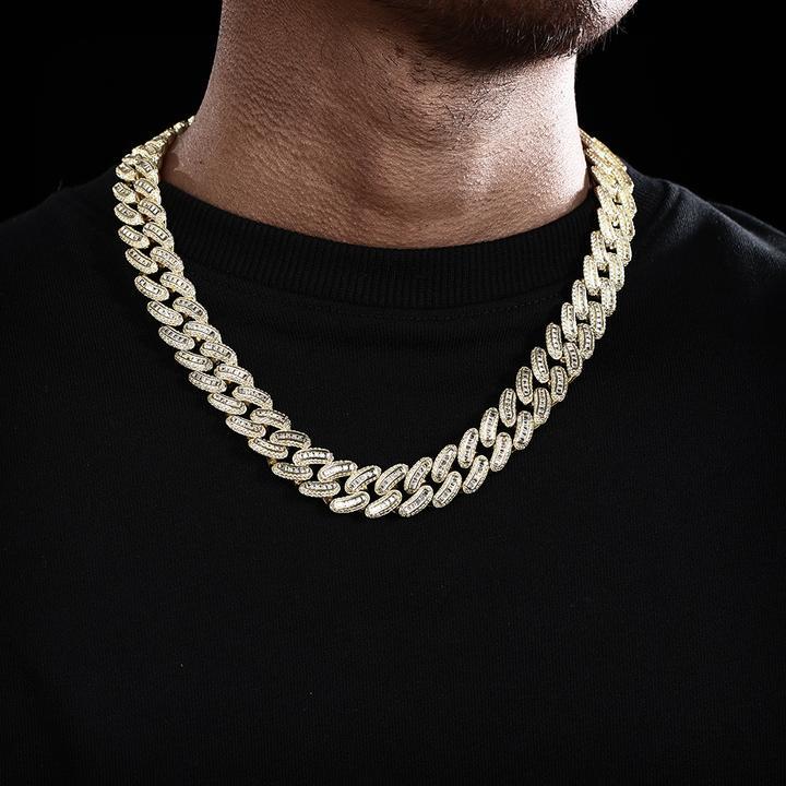 16mm Iced Out Baguette Cut Cuban Choker Chain in 14K Gold by Bling Proud | Urban Jewelry Online Store - Image 4
