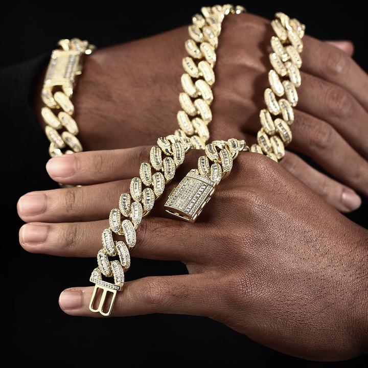 16mm Iced Out Baguette Cut Cuban Choker Chain in 14K Gold by Bling Proud | Urban Jewelry Online Store - Image 5