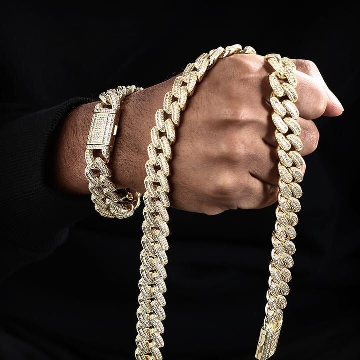 16mm Iced Out Baguette Cut Cuban Choker Chain in 14K Gold by Bling Proud | Urban Jewelry Online Store - Image 6