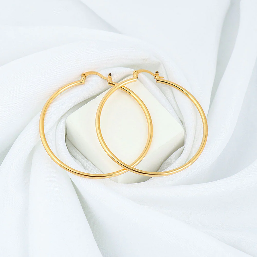 18K Gold Plated 2mm Hoop Earrings - Image 3