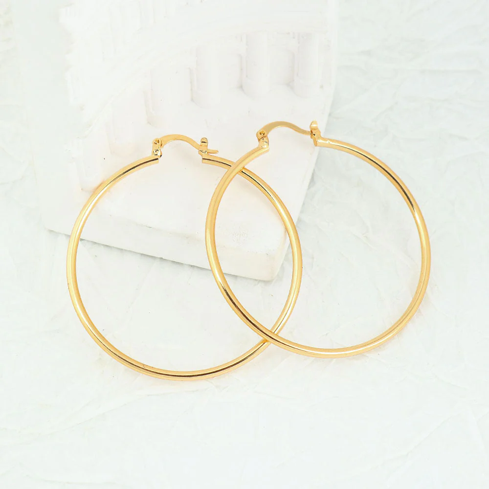 18K Gold Plated 2mm Hoop Earrings - Image 5