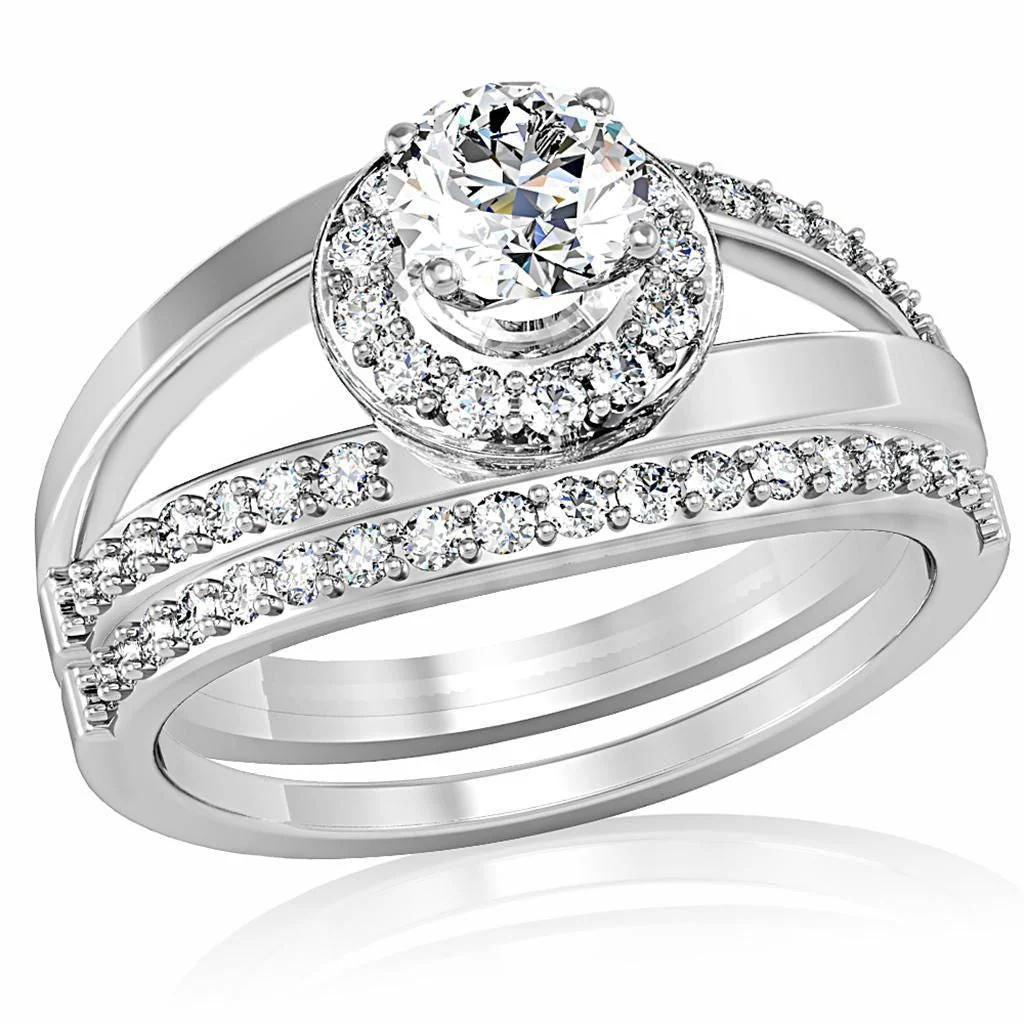 1W164 - Rhodium Brass Ring with AAA Grade CZ in Clear - Image 4
