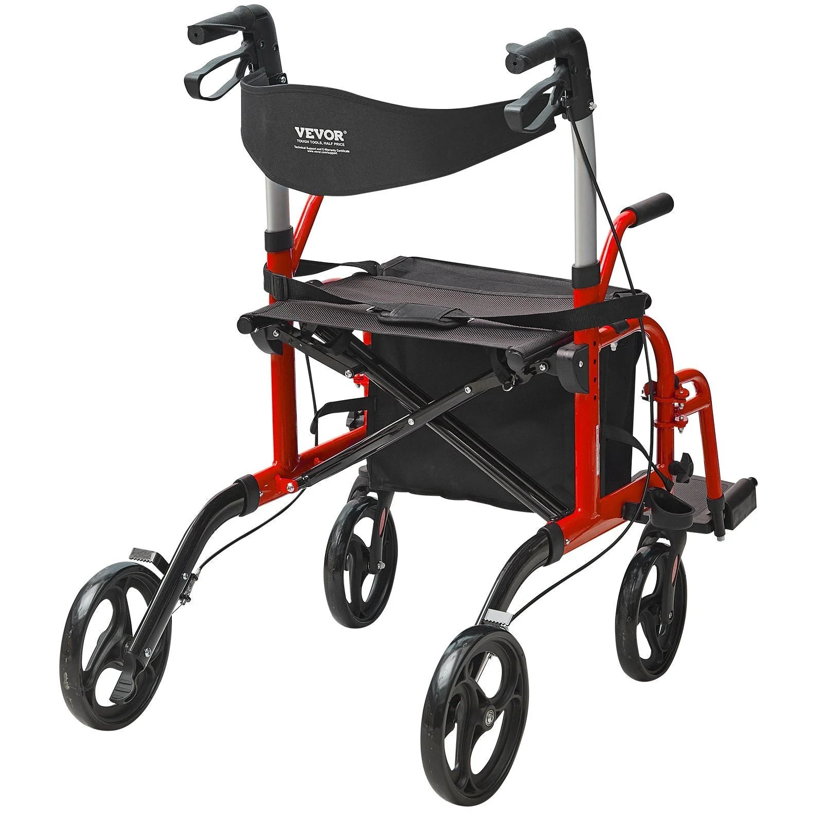 2 in 1 Rollator Walker & Transport Chair for Seniors, Folding Rolling Walker Wheelchair Combo & Footrests, Lightweight Aluminum Mobility Walker with Adjustable Handle, All Terrain Wheels, 300LBS - Image 2