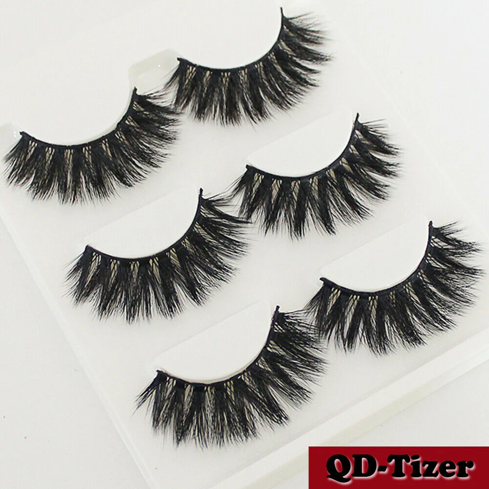 3 Pairs Natural Fashion Handmade Real Mink 3D False Eyelashes Thick Long Lashes by Js House - Image 2