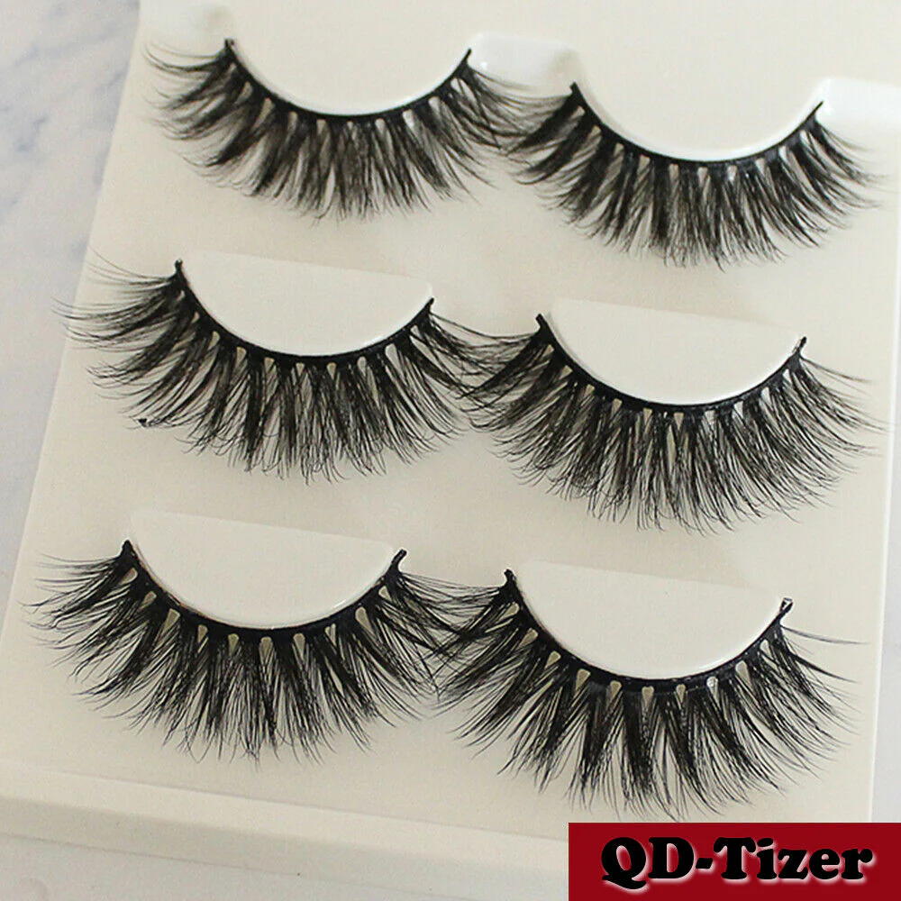 3 Pairs Natural Fashion Handmade Real Mink 3D False Eyelashes Thick Long Lashes by Js House - Image 3