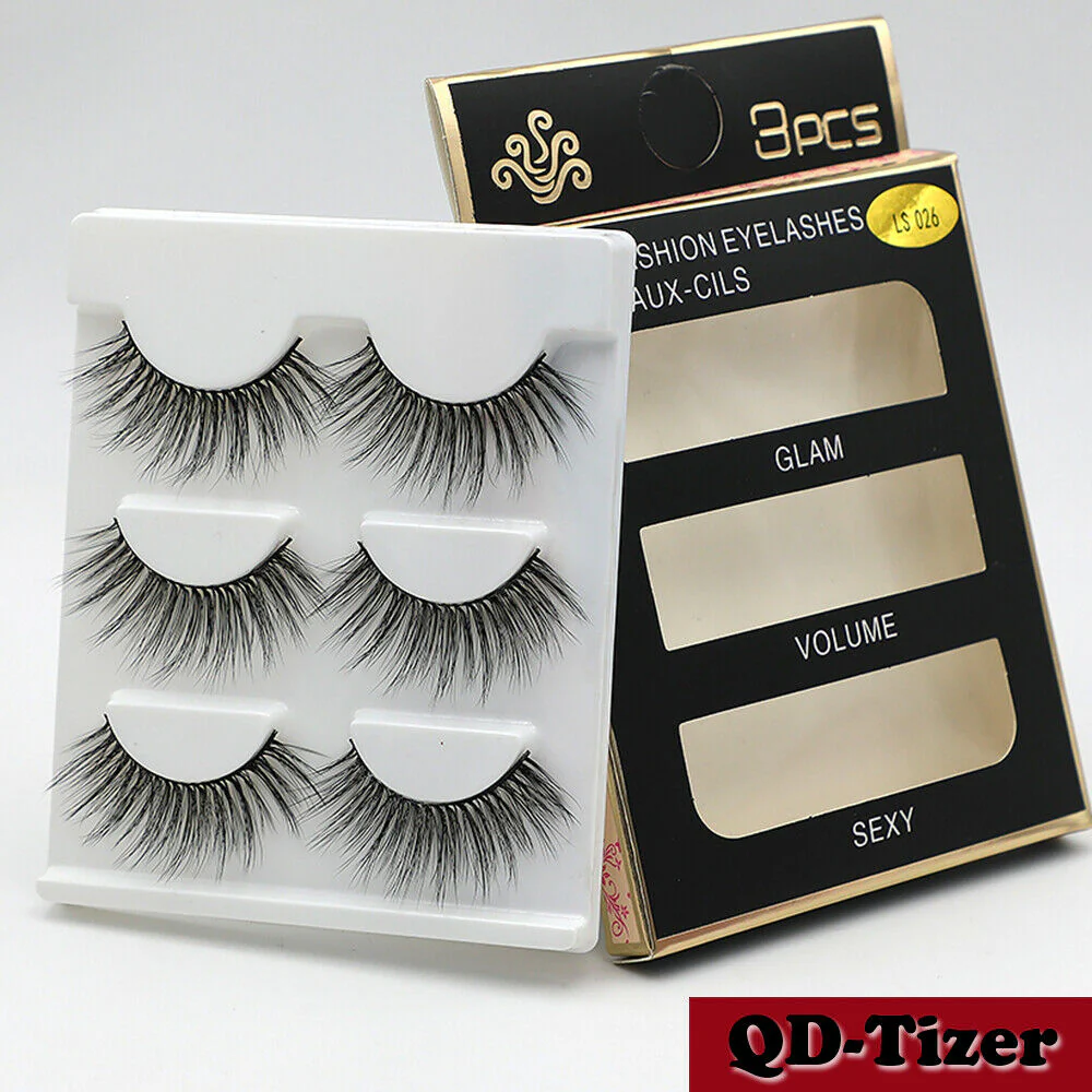 3 Pairs Natural Fashion Handmade Real Mink 3D False Eyelashes Thick Long Lashes by Js House - Image 4