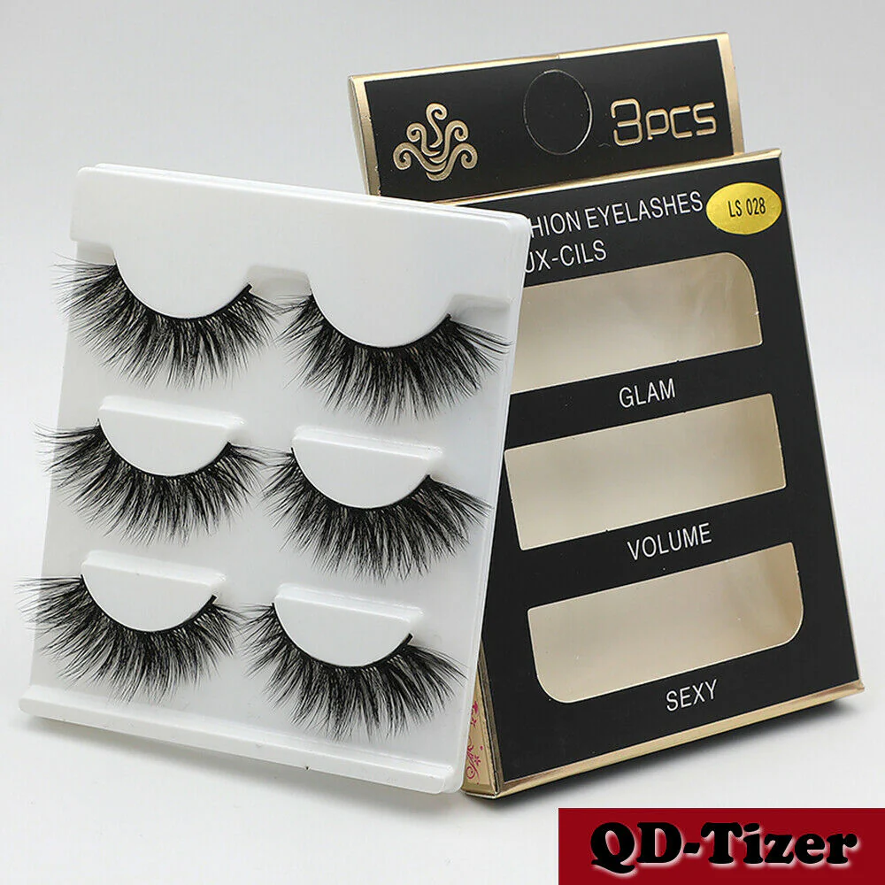 3 Pairs Natural Fashion Handmade Real Mink 3D False Eyelashes Thick Long Lashes by Js House - Image 6