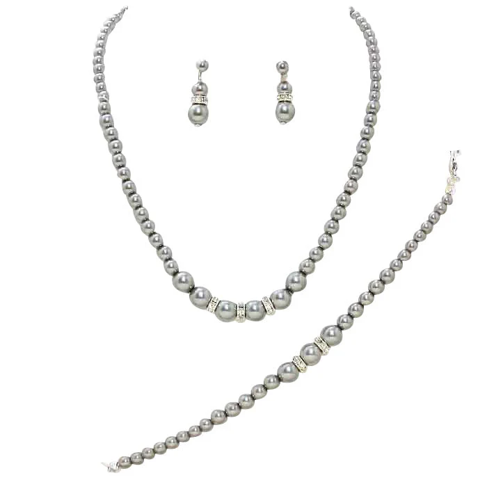 3 Piece Pearl Necklaces Earring Bracelet Set by Madeline Love - Image 3