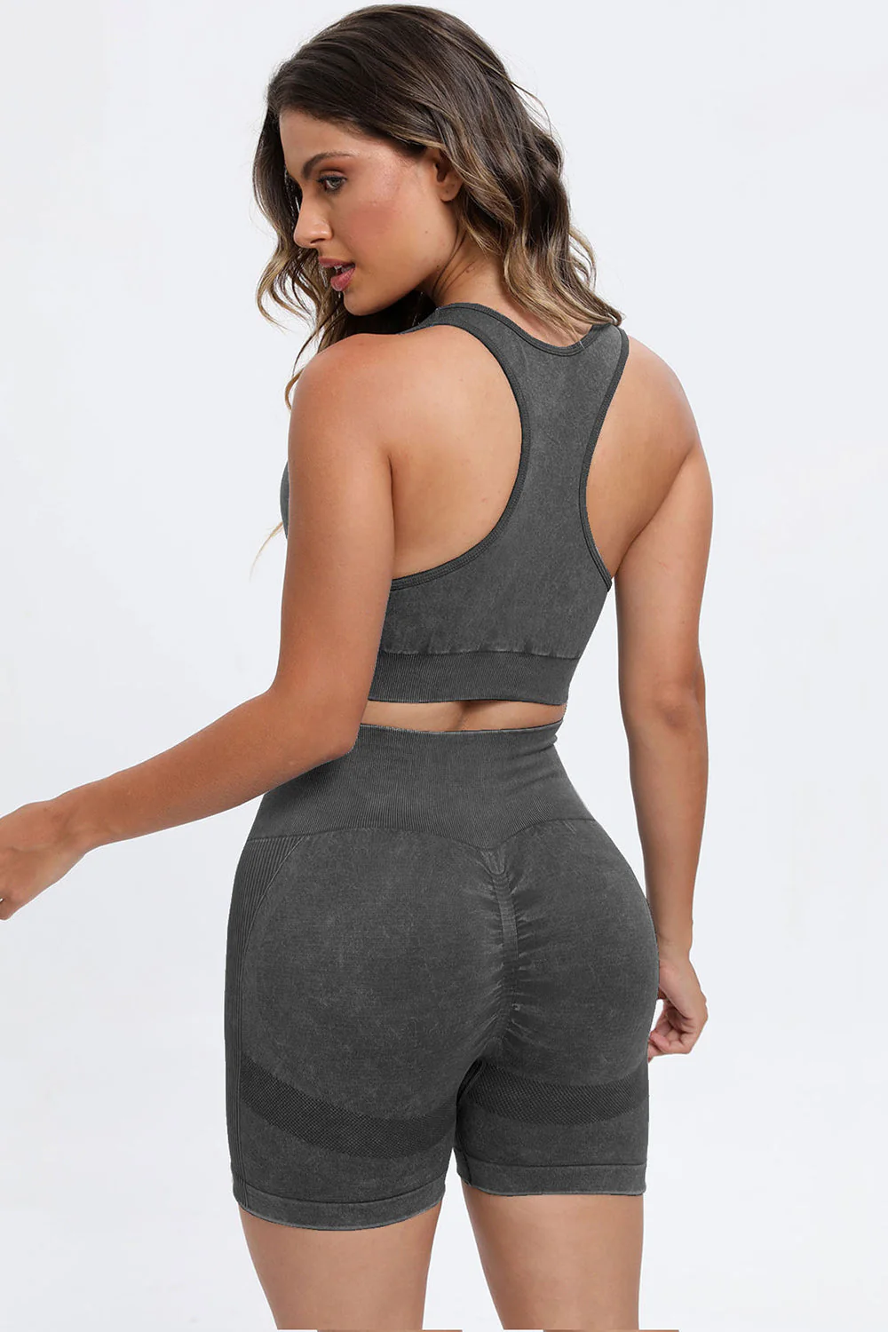 3 Piece Washed Square Neck Wide Strap Active Set - Image 16