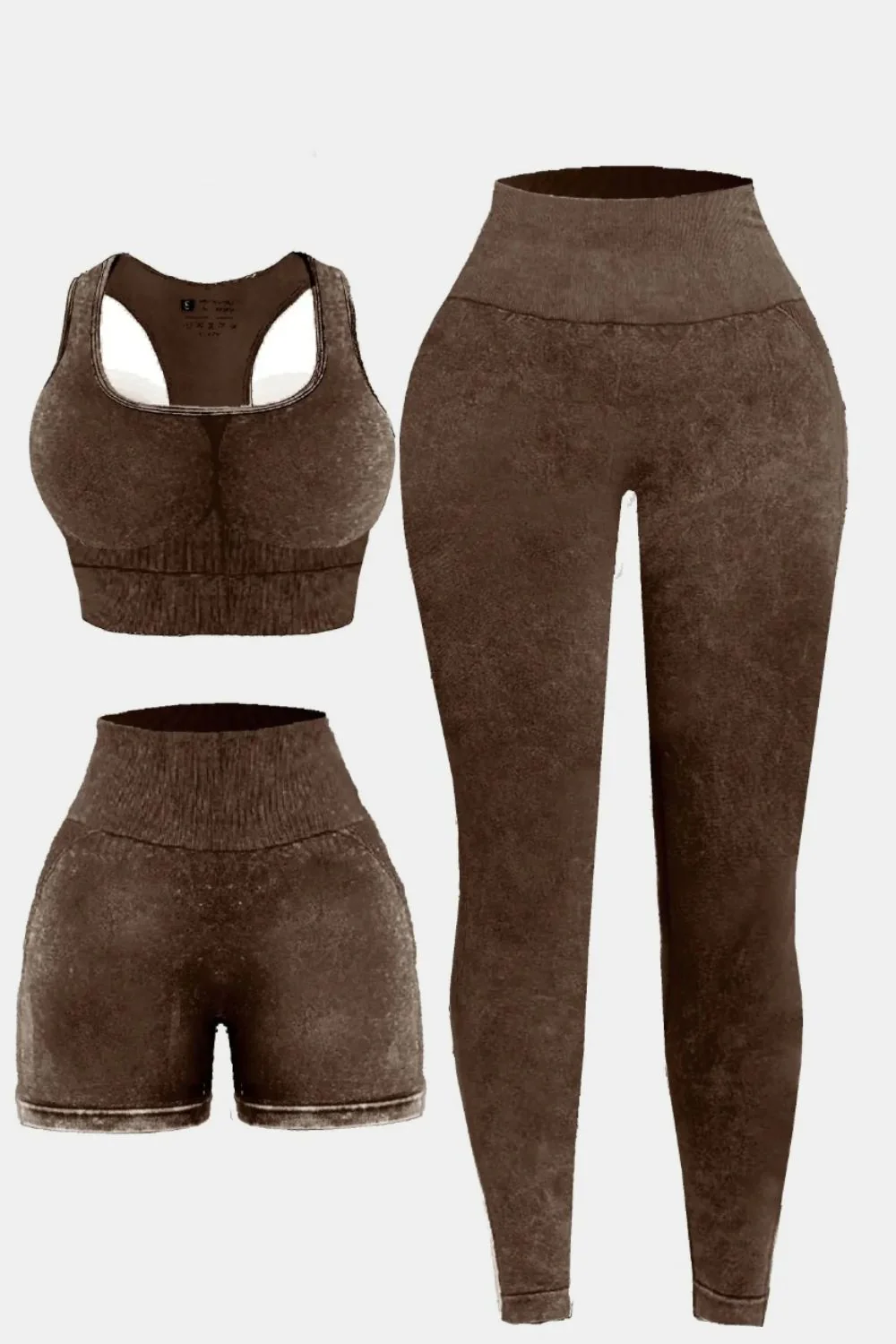 3 Piece Washed Square Neck Wide Strap Active Set - Image 21