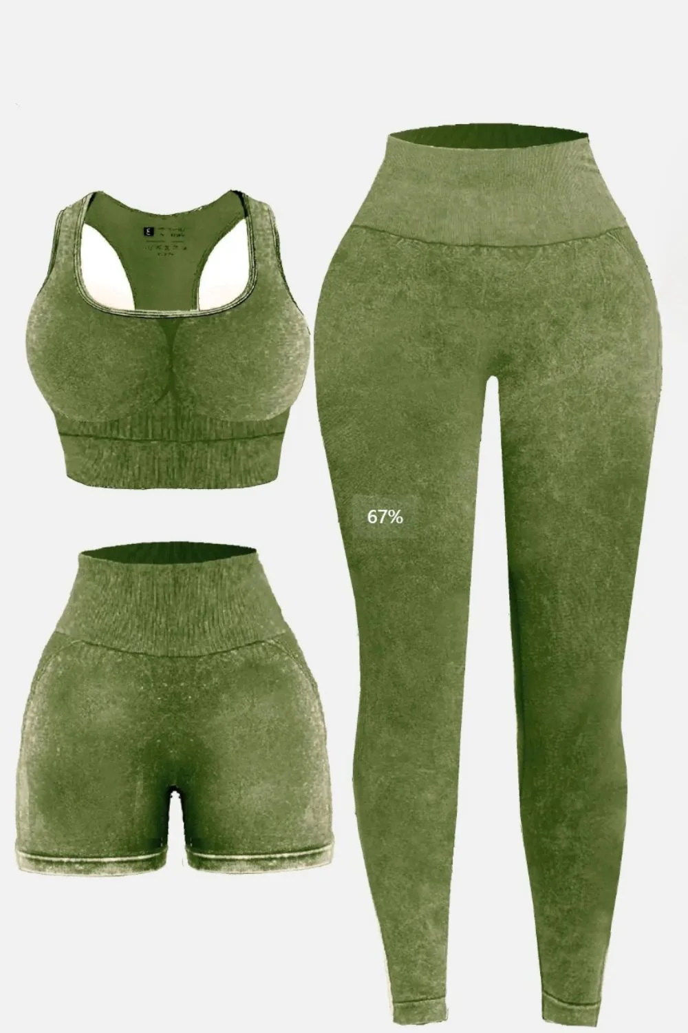 3 Piece Washed Square Neck Wide Strap Active Set - Image 27