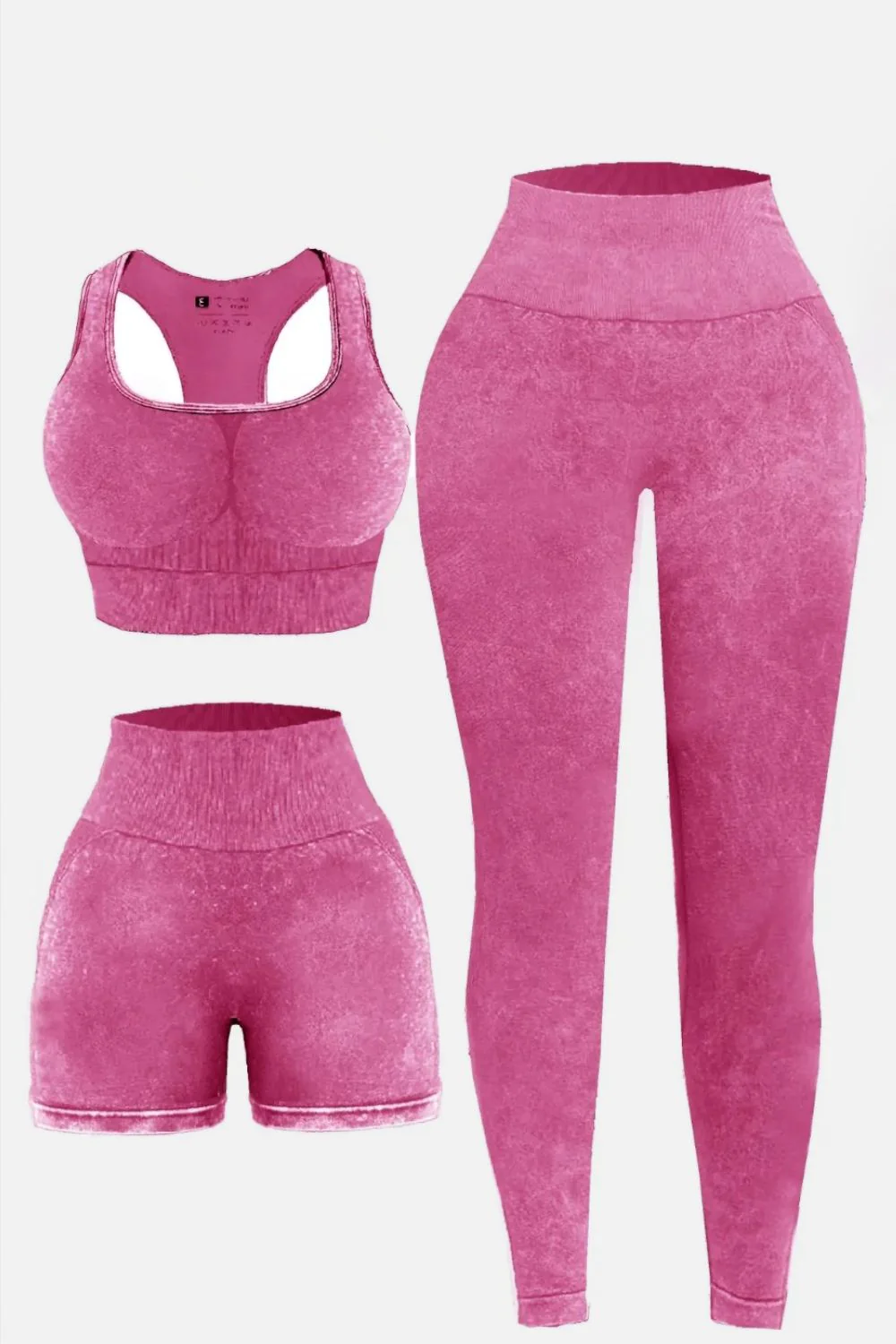 3 Piece Washed Square Neck Wide Strap Active Set - Image 8