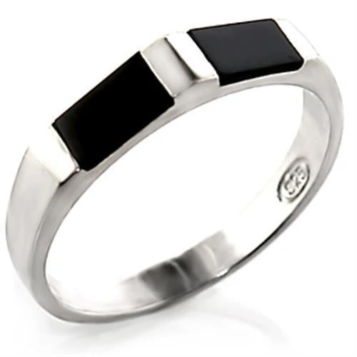 30919 - High-Polished 925 Sterling Silver Ring with Semi-Precious Onyx in Jet - Image 2