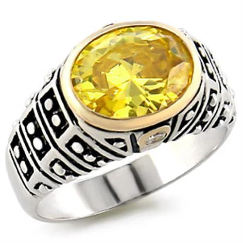 31419 - Reverse Two-Tone 925 Sterling Silver Ring with AAA Grade CZ in Topaz - Image 3