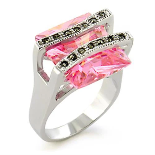 37623 - Antique Tone 925 Sterling Silver Ring with AAA Grade CZ in Rose - Image 2