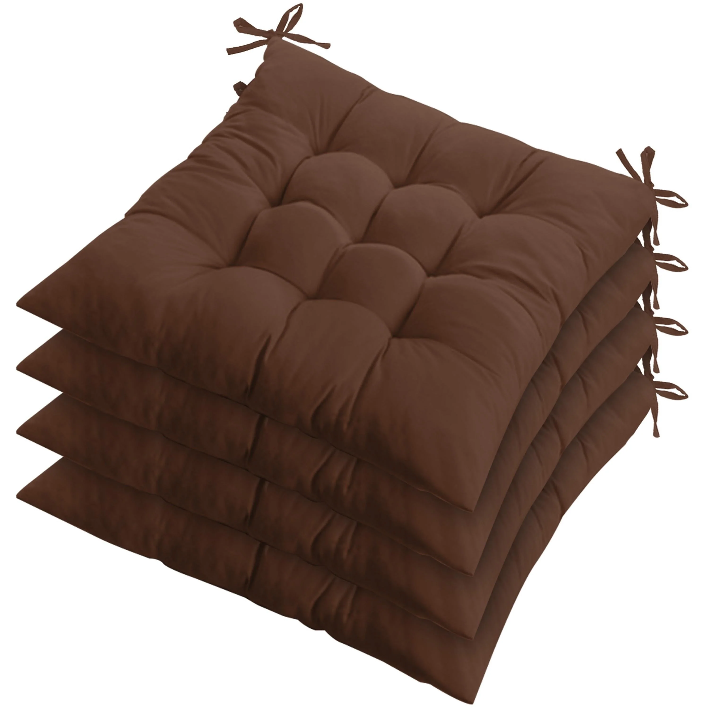 4Pcs Chair Cushions 17.72x17.72x2.37in Tie-On Square Pads for Home & Travel - Image 2