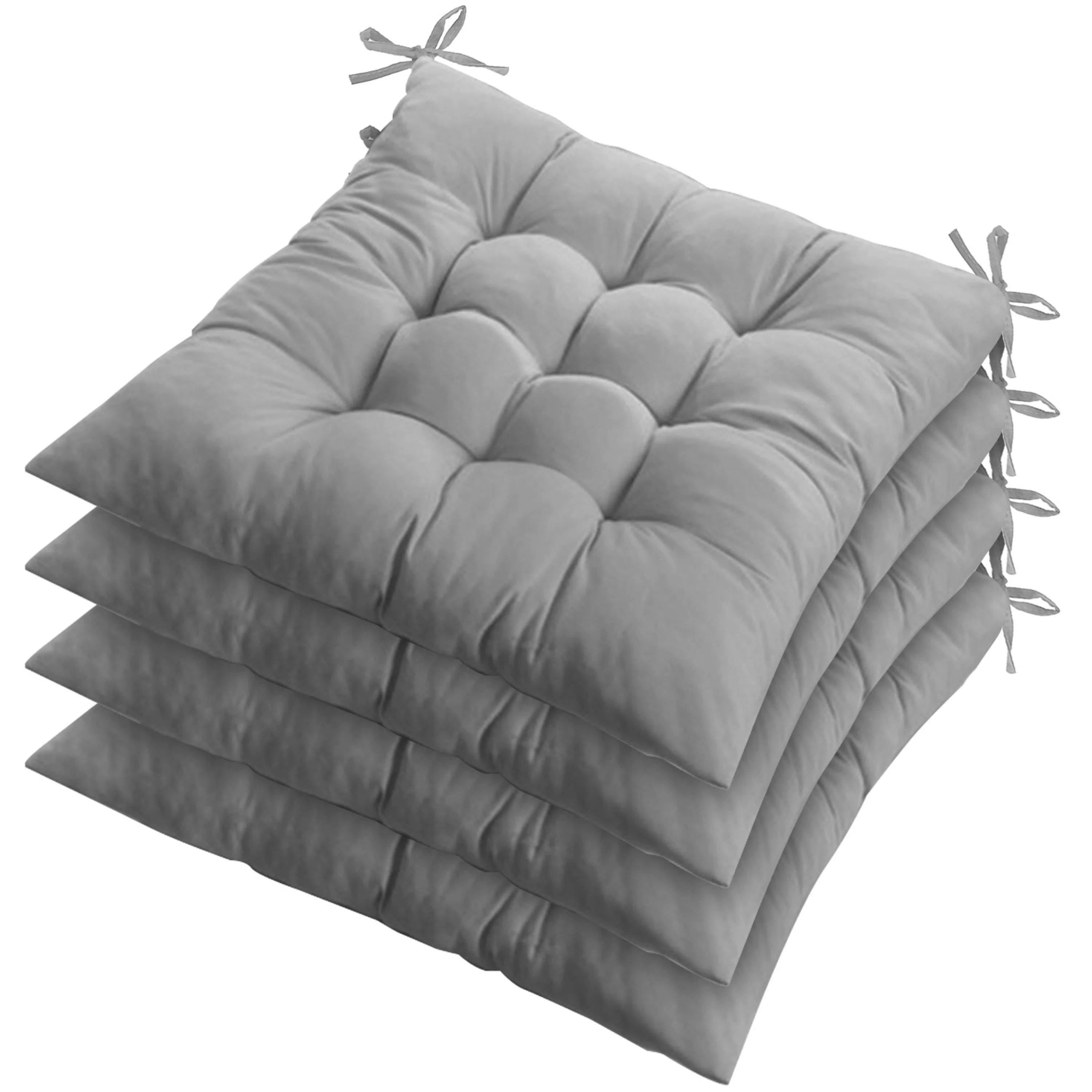 4Pcs Chair Cushions 17.72x17.72x2.37in Tie-On Square Pads for Home & Travel - Image 3