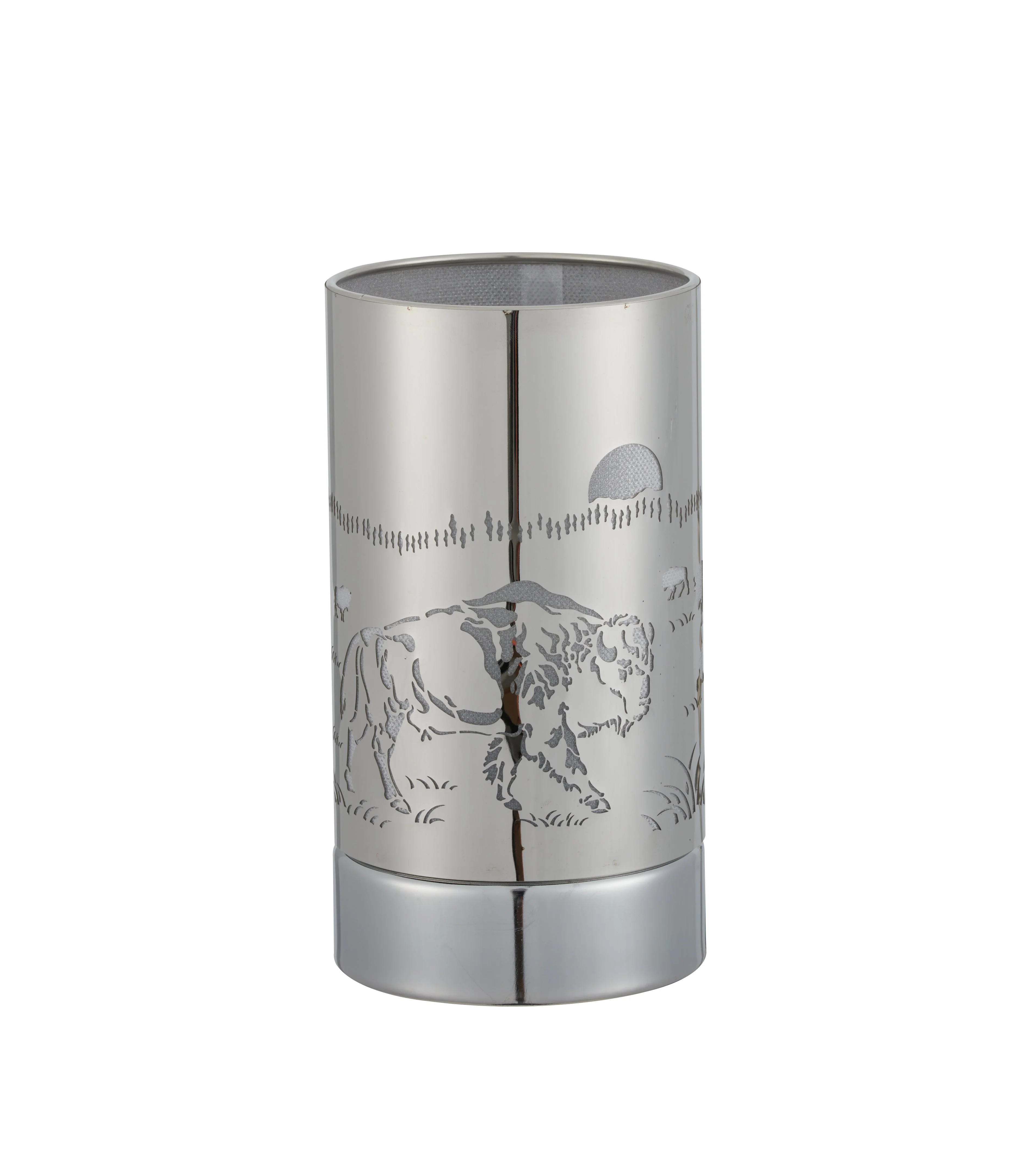 7" touch lamp-Fragrance Wax Melts Warmer -Electric Candle Essential Oil Burner-Metal Silver Bison Table Decor by Peterson Housewares & Artwares - Image 2