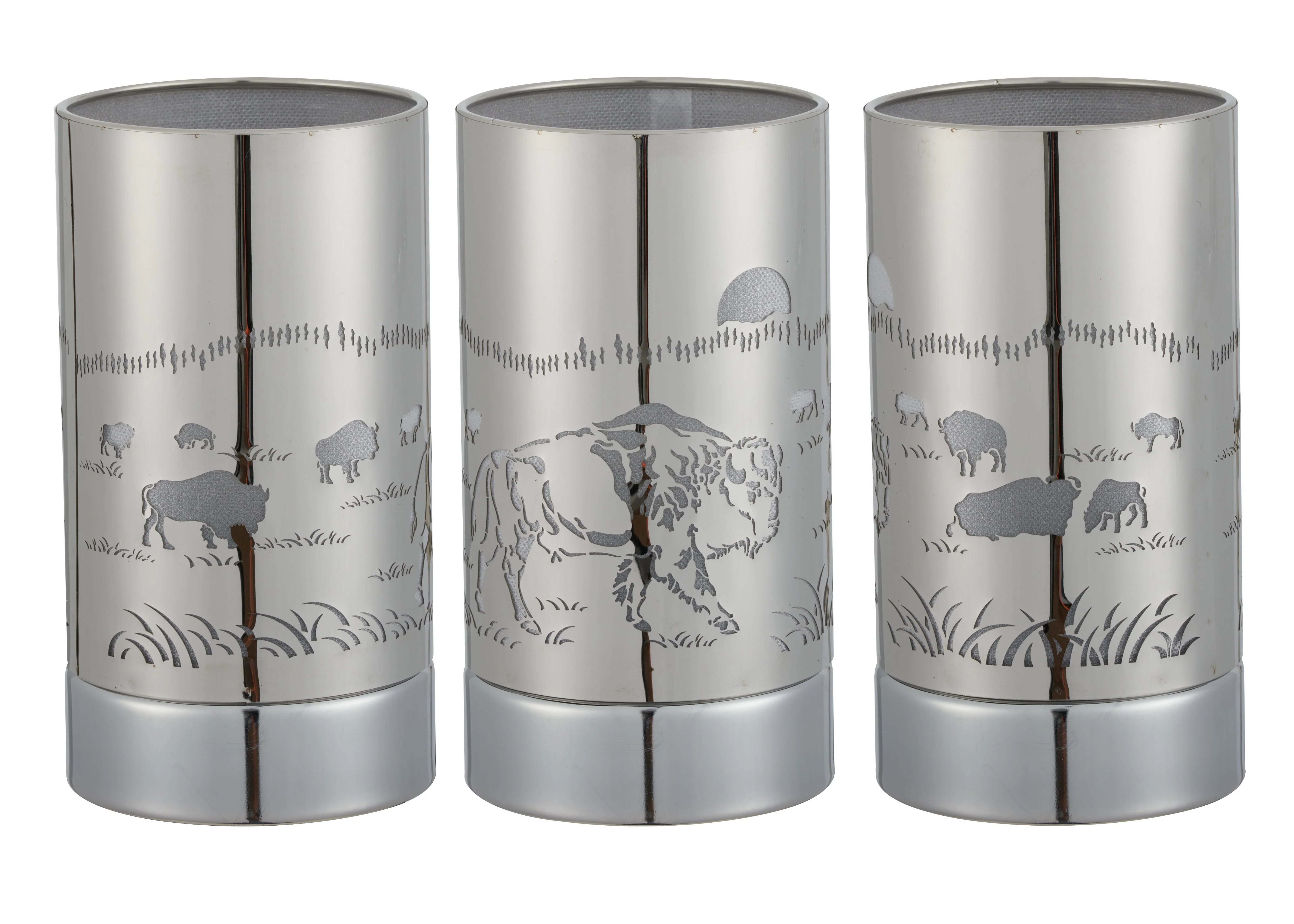 7" touch lamp-Fragrance Wax Melts Warmer -Electric Candle Essential Oil Burner-Metal Silver Bison Table Decor by Peterson Housewares & Artwares - Image 6