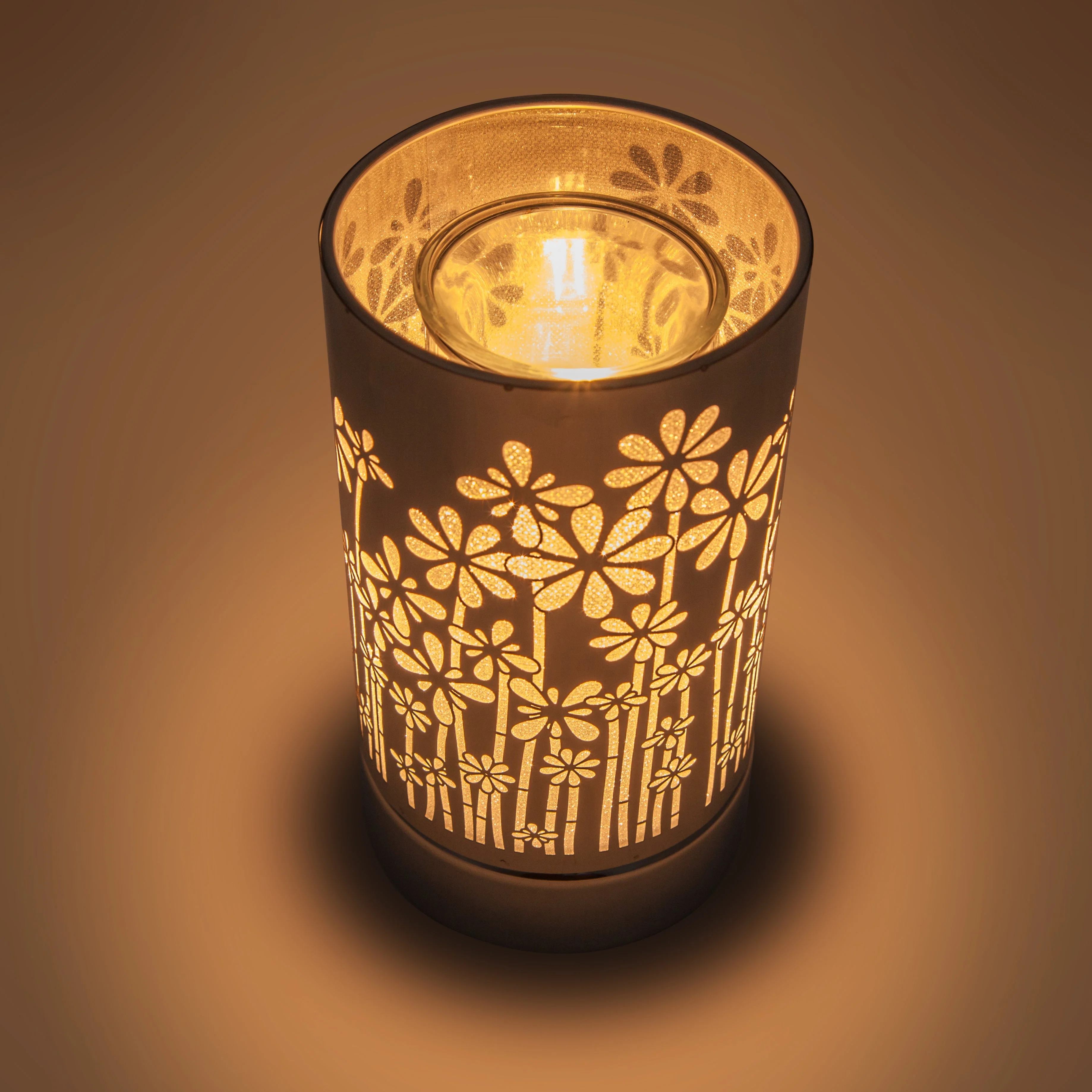 7" touch lamp-Fragrance Wax Melts Warmer -Electric Candle Essential Oil Burner-Metal Silver GardenTable Decor by Peterson Housewares & Artwares - Image 2