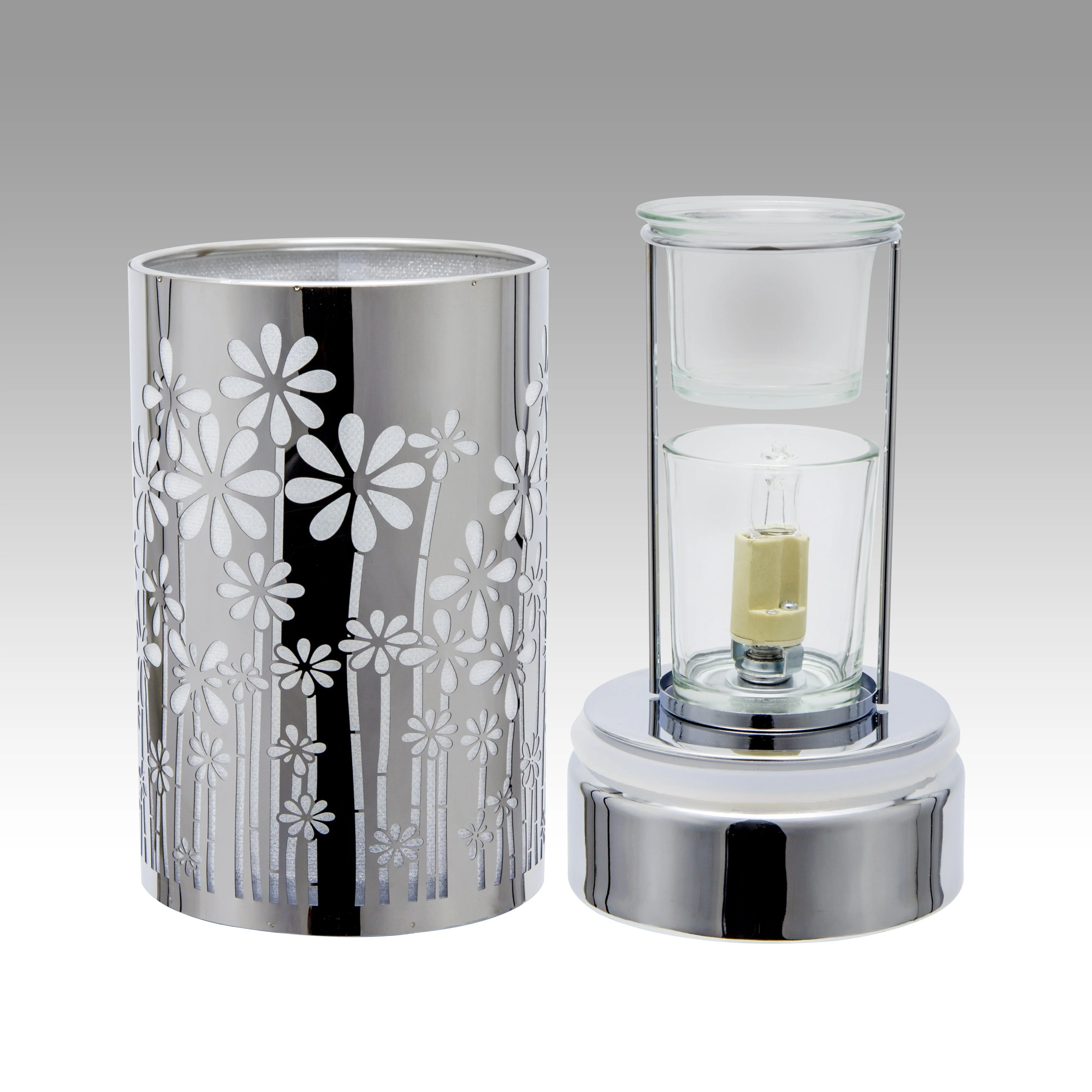 7" touch lamp-Fragrance Wax Melts Warmer -Electric Candle Essential Oil Burner-Metal Silver GardenTable Decor by Peterson Housewares & Artwares - Image 3