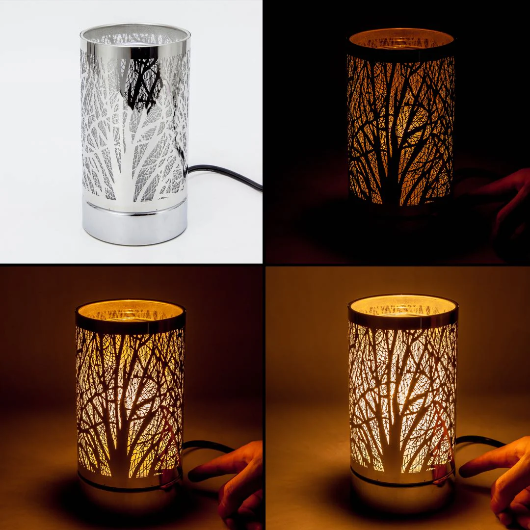 7" touch lamp-Fragrance Wax Melts Warmer -Electric Candle Essential Oil Burner-Metal Silver GardenTable Decor by Peterson Housewares & Artwares - Image 7