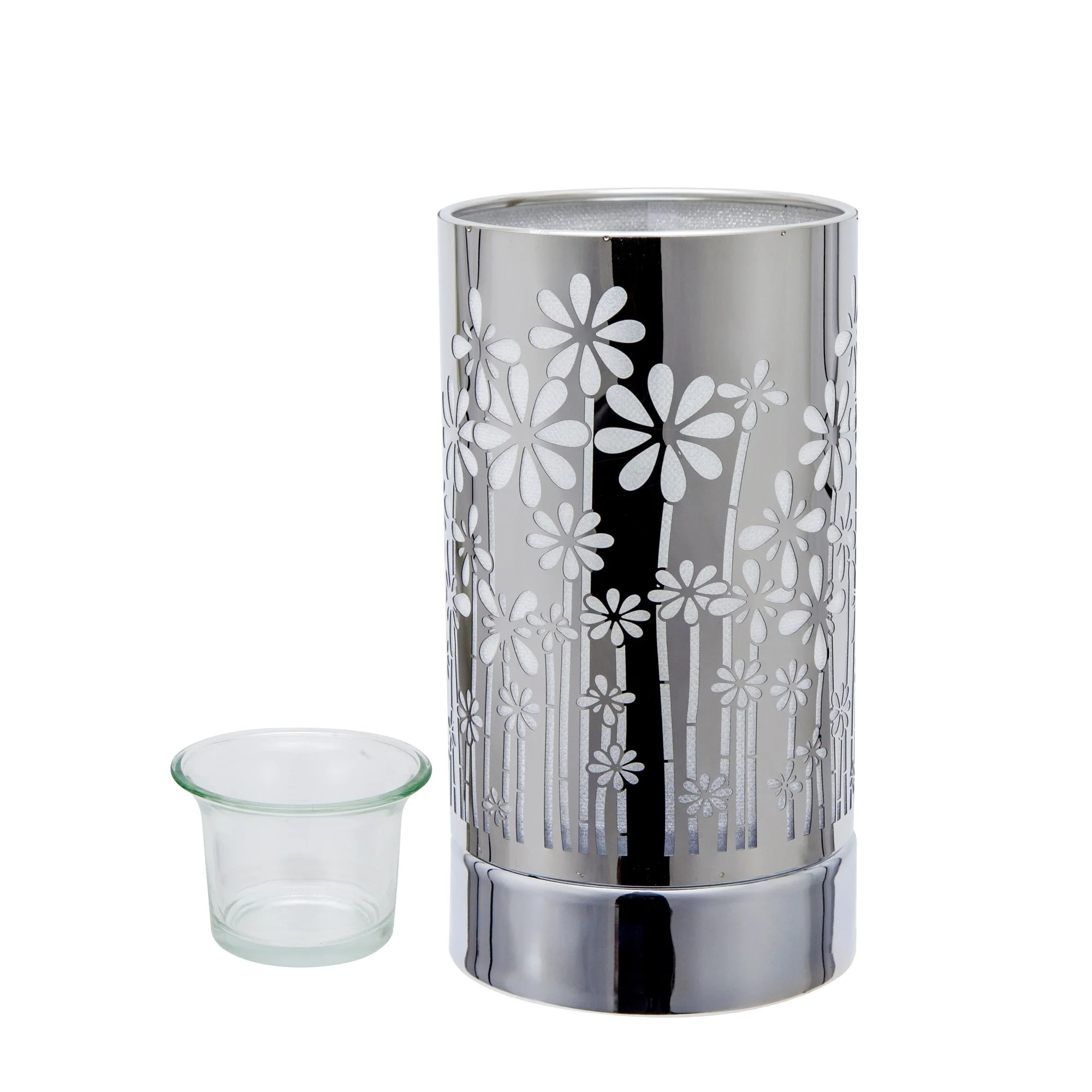 7" touch lamp-Fragrance Wax Melts Warmer -Electric Candle Essential Oil Burner-Metal Silver GardenTable Decor by Peterson Housewares & Artwares - Image 9