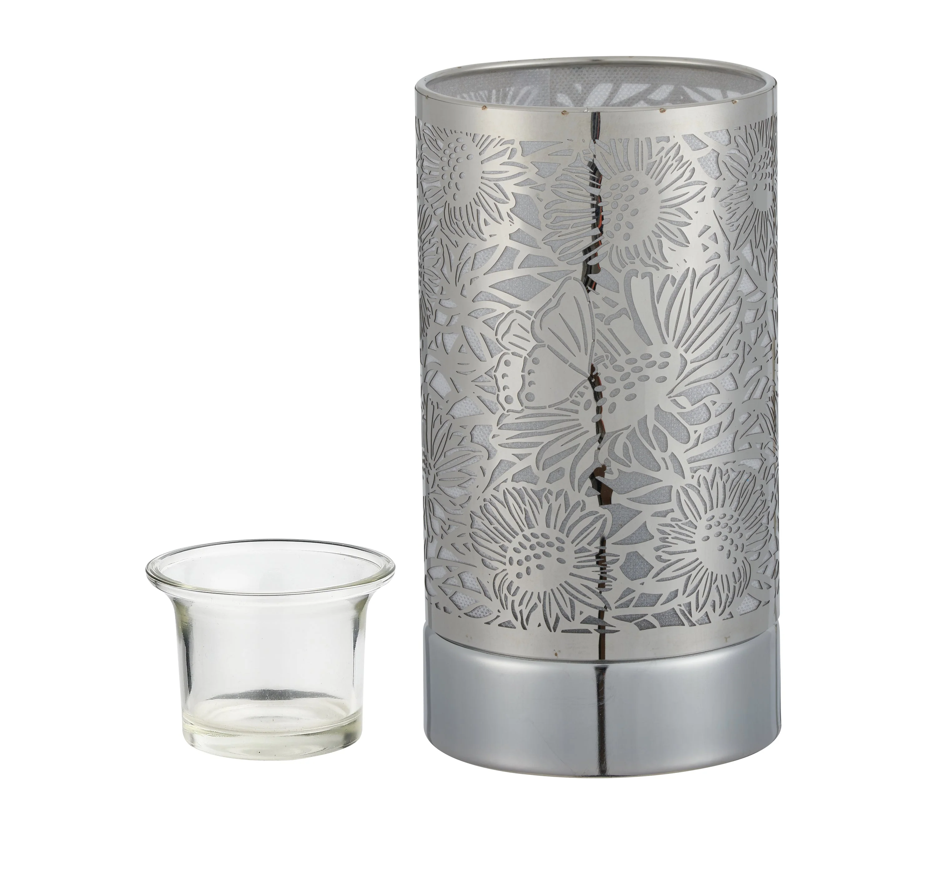 7" touch lamp-Fragrance Wax Melts Warmer -Electric Candle Essential Oil Burner-Metal Silver Sunflower Table Decor by Peterson Housewares & Artwares - Image 3