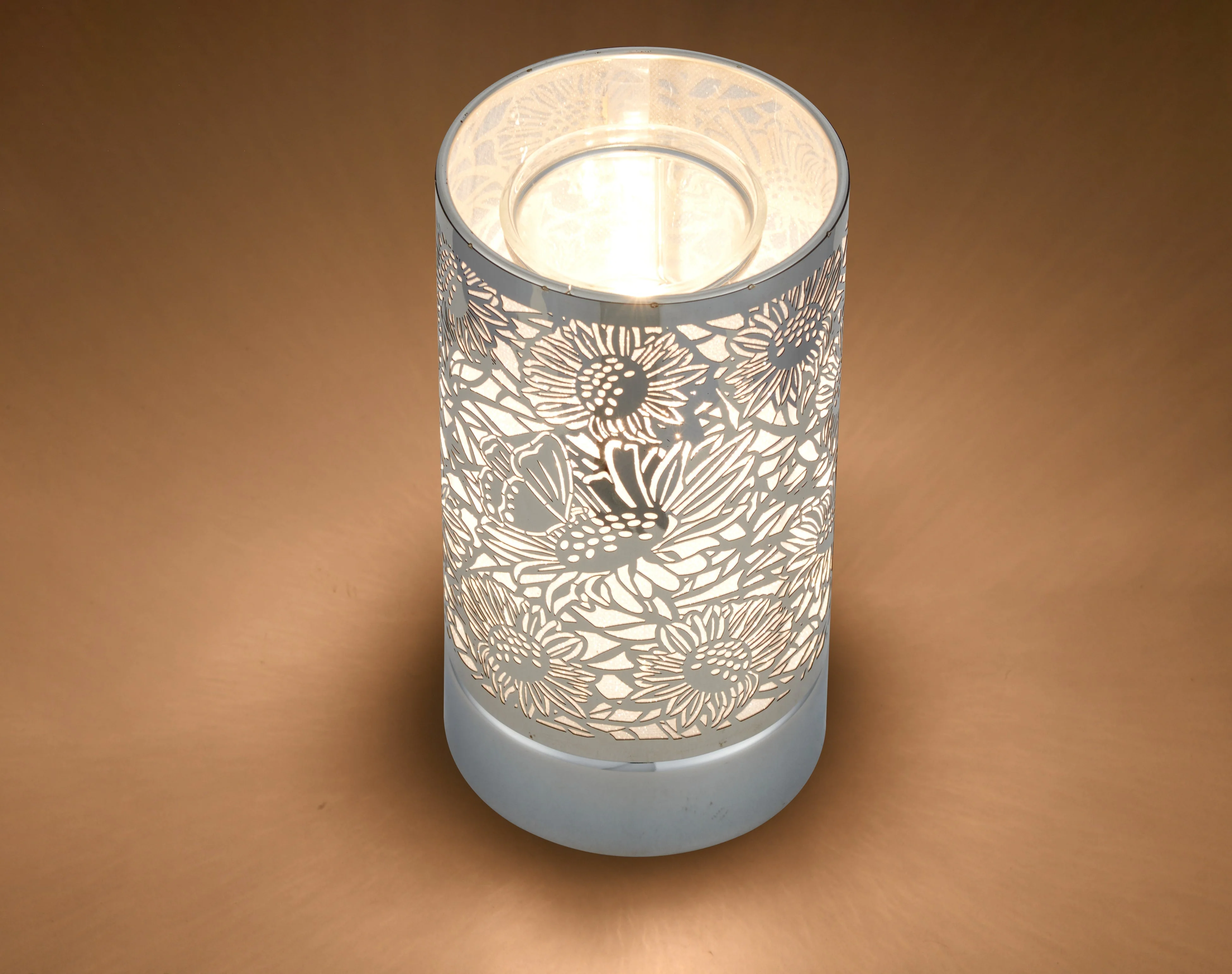 7" touch lamp-Fragrance Wax Melts Warmer -Electric Candle Essential Oil Burner-Metal Silver Sunflower Table Decor by Peterson Housewares & Artwares - Image 5