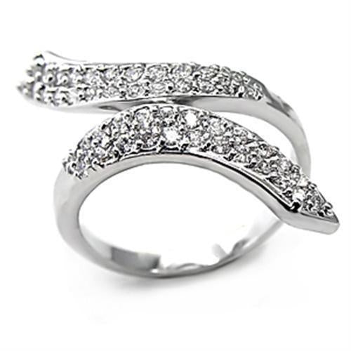 7X076 - Rhodium Brass Ring with AAA Grade CZ in Clear - Image 2