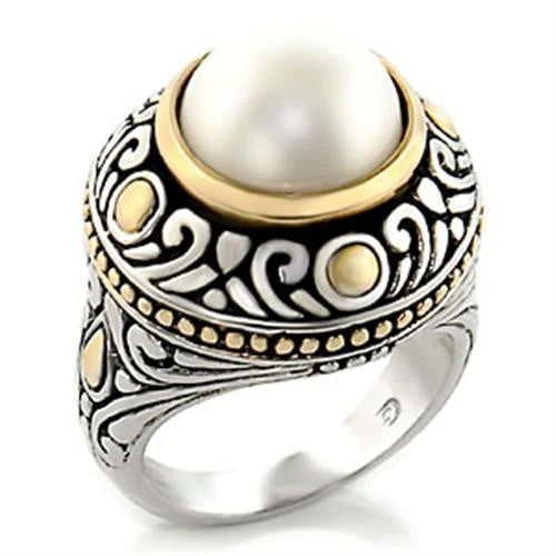 7X137 - Reverse Two-Tone Brass Ring with Synthetic in White - Image 3